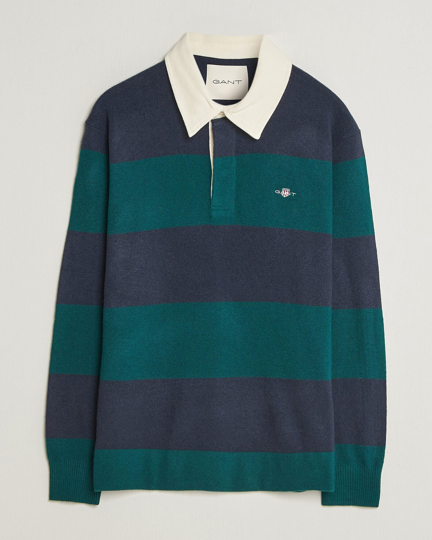 Hombres | Jerséis y prendas de punto | Gant | Lambswool Barstriped Rugger Dark Emerald