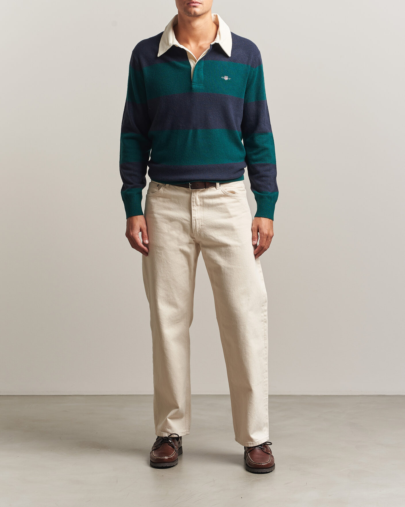 Hombres | Jerséis y prendas de punto | Gant | Lambswool Barstriped Rugger Dark Emerald