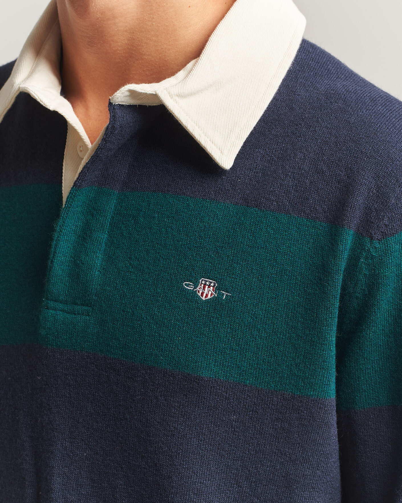 Hombres | Jerséis y prendas de punto | Gant | Lambswool Barstriped Rugger Dark Emerald