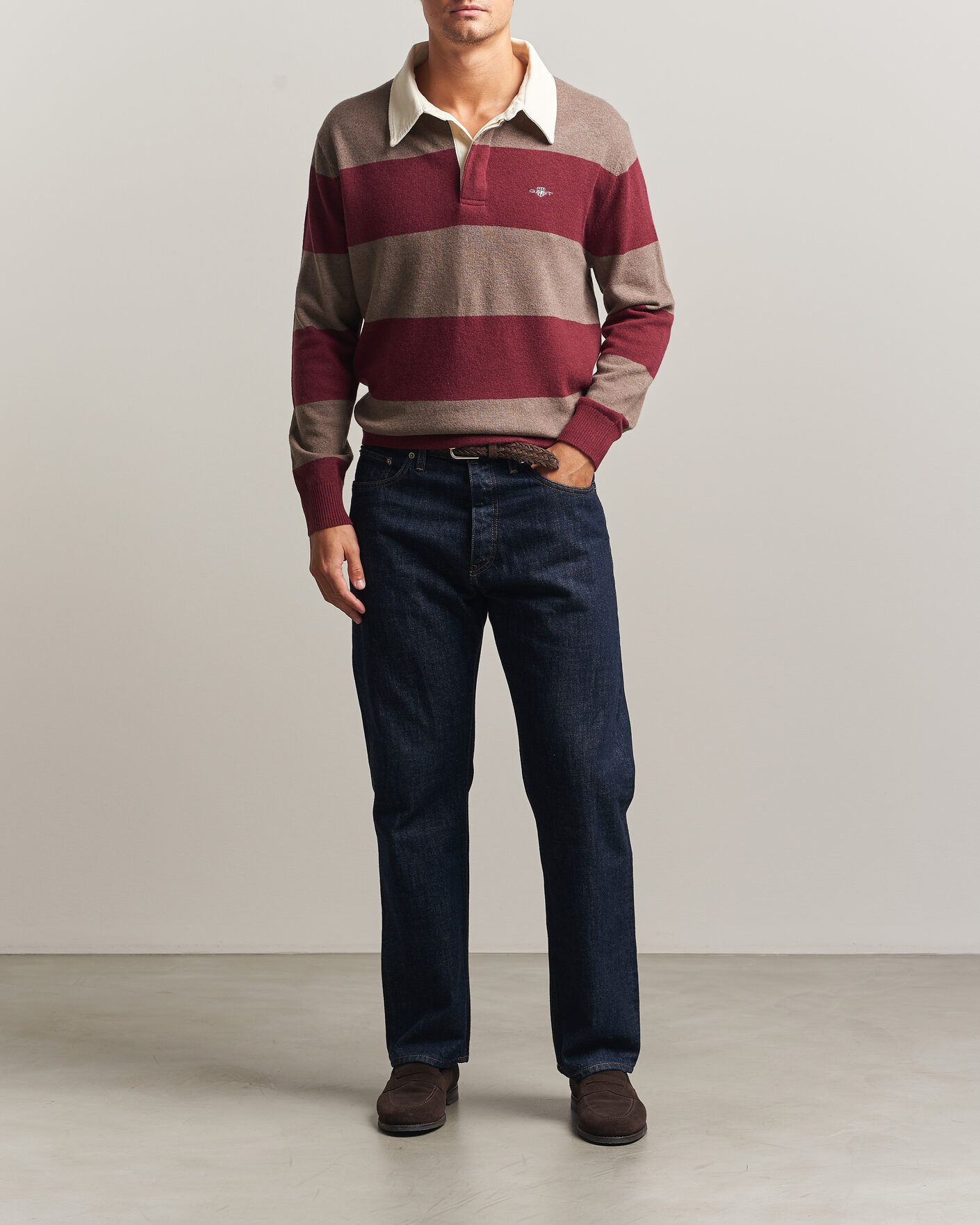 Hombres | Jerséis y prendas de punto | Gant | Lambswool Barstriped Rugger Deep Grape Wine