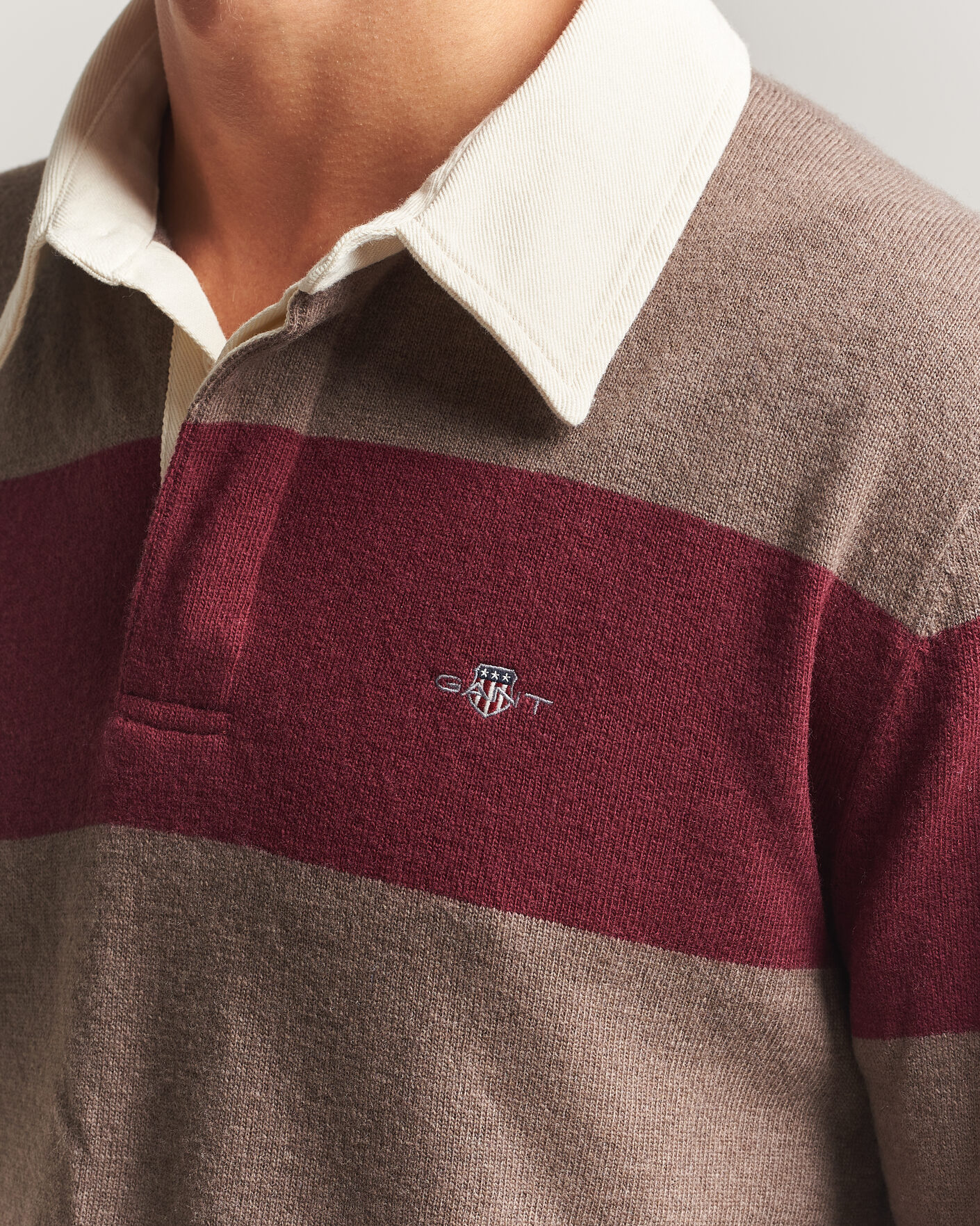 Hombres | Jerséis y prendas de punto | Gant | Lambswool Barstriped Rugger Deep Grape Wine