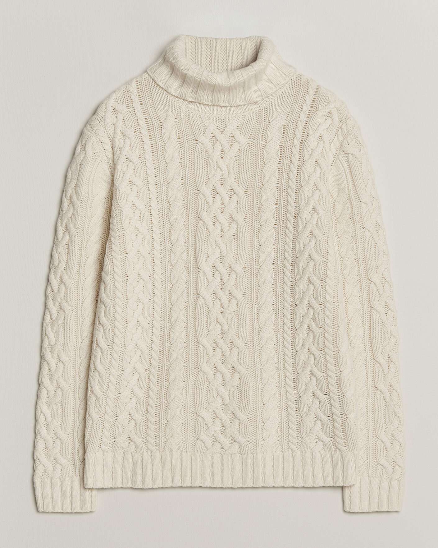Hombres | Jerséis y prendas de punto | Gant | Wool/Cotton Cable Knitted Turtleneck Cream