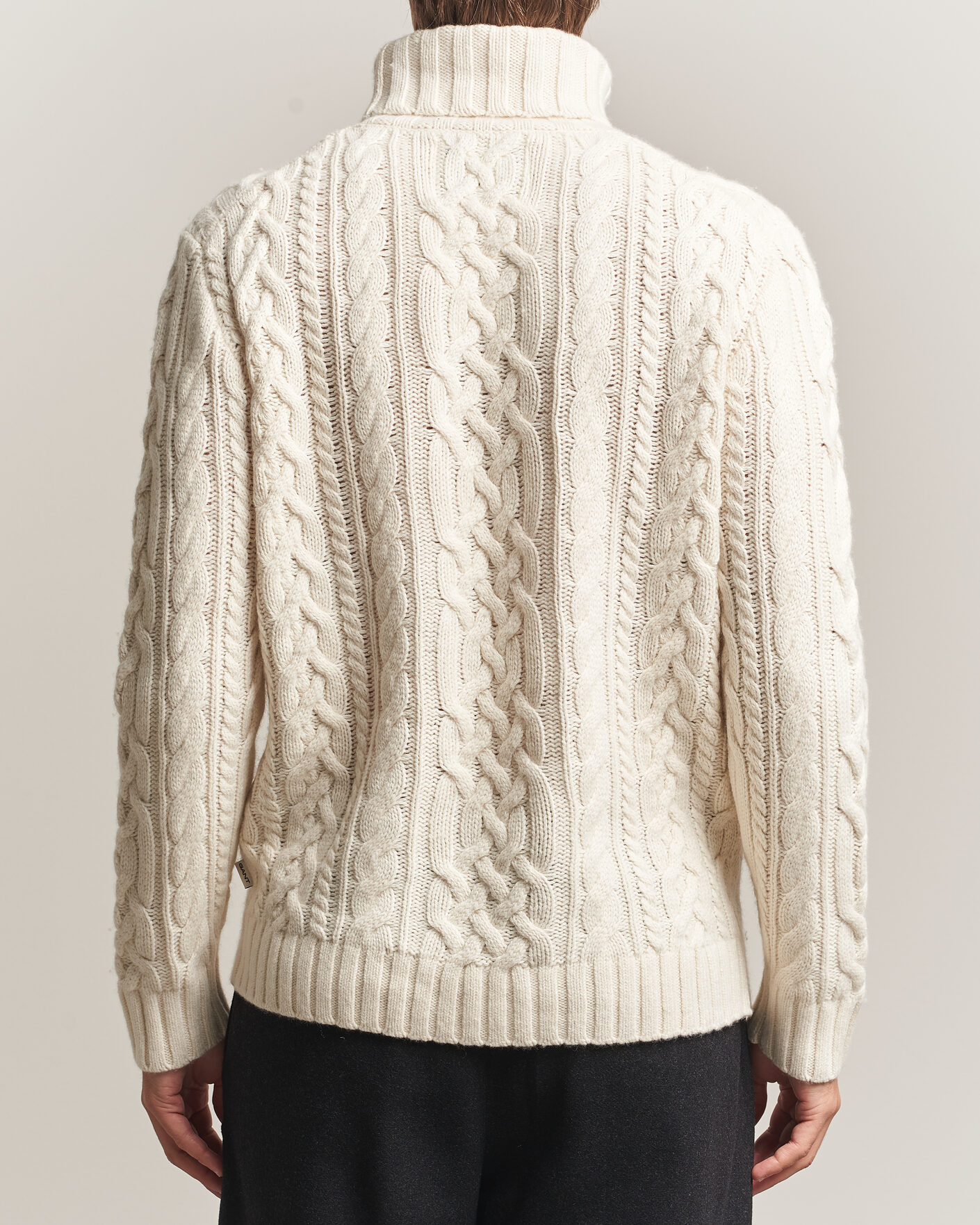 Hombres | Jerséis y prendas de punto | Gant | Wool/Cotton Cable Knitted Turtleneck Cream