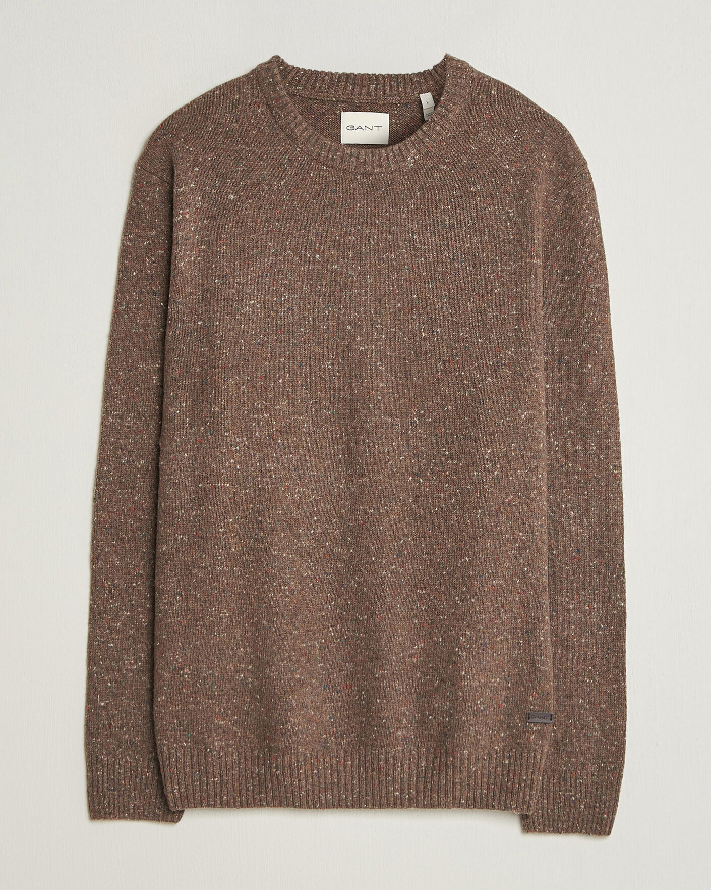 Hombres | Jerséis y prendas de punto | Gant | Neps Wool Crew Neck Sweater Faded Taupe