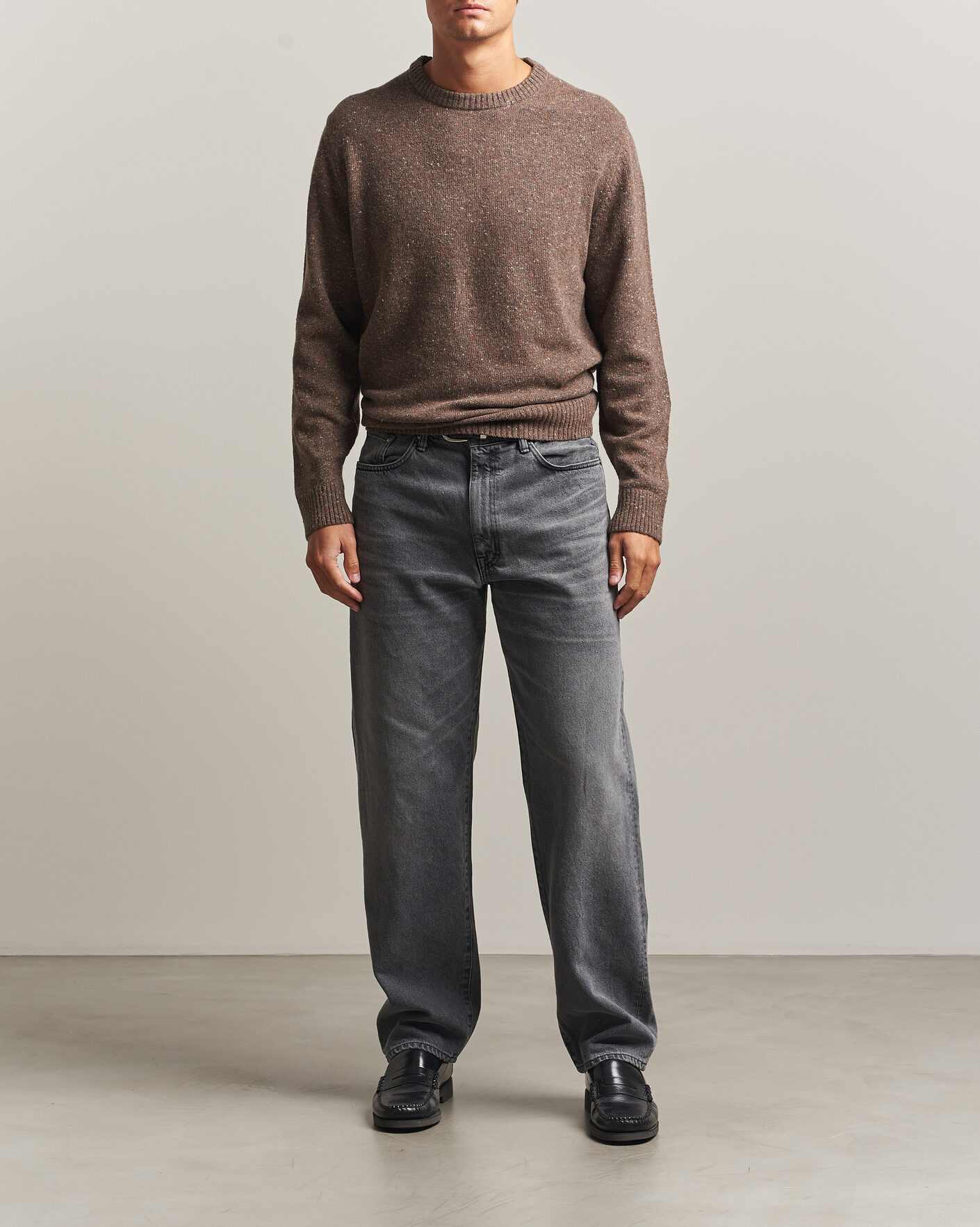 Hombres | Jerséis y prendas de punto | Gant | Neps Wool Crew Neck Sweater Faded Taupe
