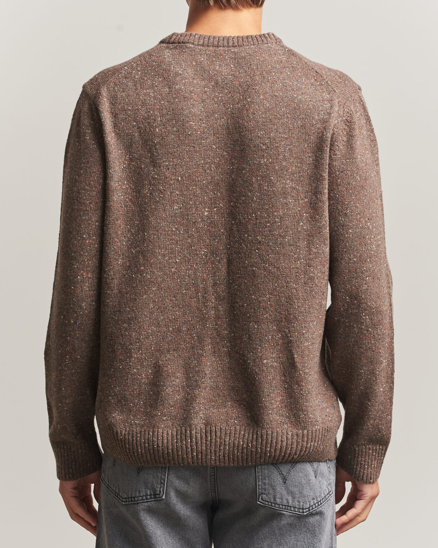 Hombres | Jerséis y prendas de punto | Gant | Neps Wool Crew Neck Sweater Faded Taupe