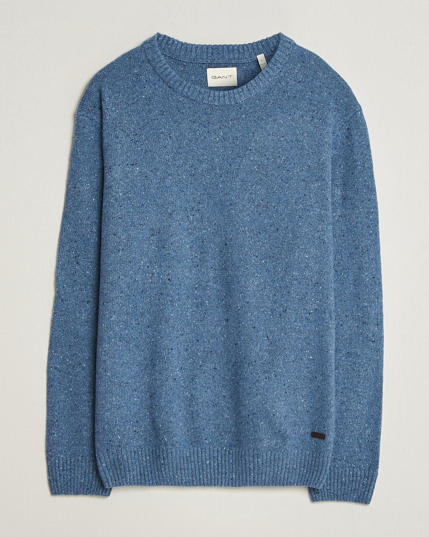Hombres | Jerséis y prendas de punto | Gant | Neps Wool Crew Neck Sweater Blue Horizon
