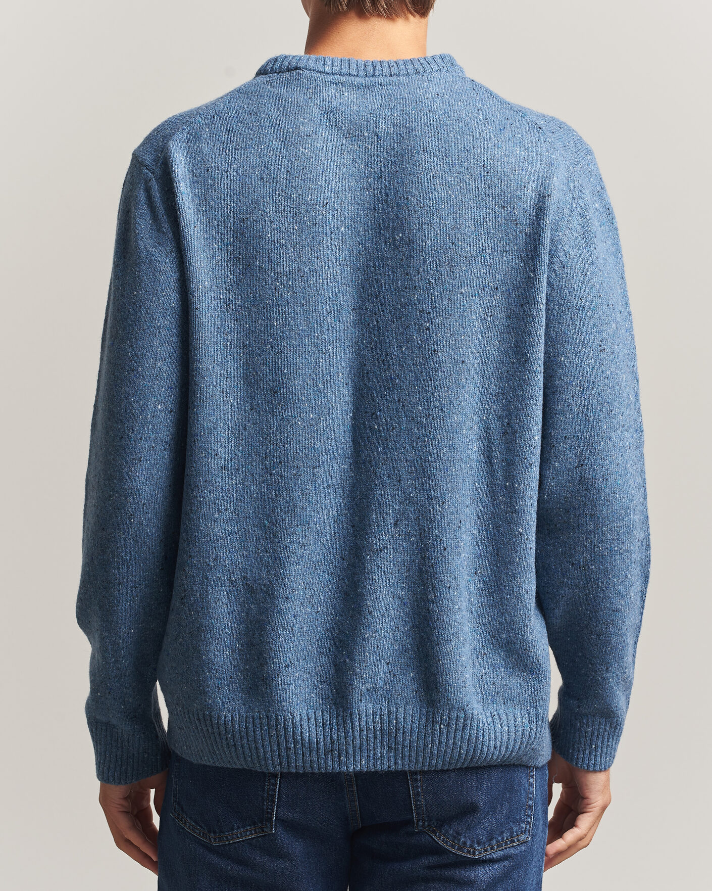 Hombres | Jerséis y prendas de punto | Gant | Neps Wool Crew Neck Sweater Blue Horizon