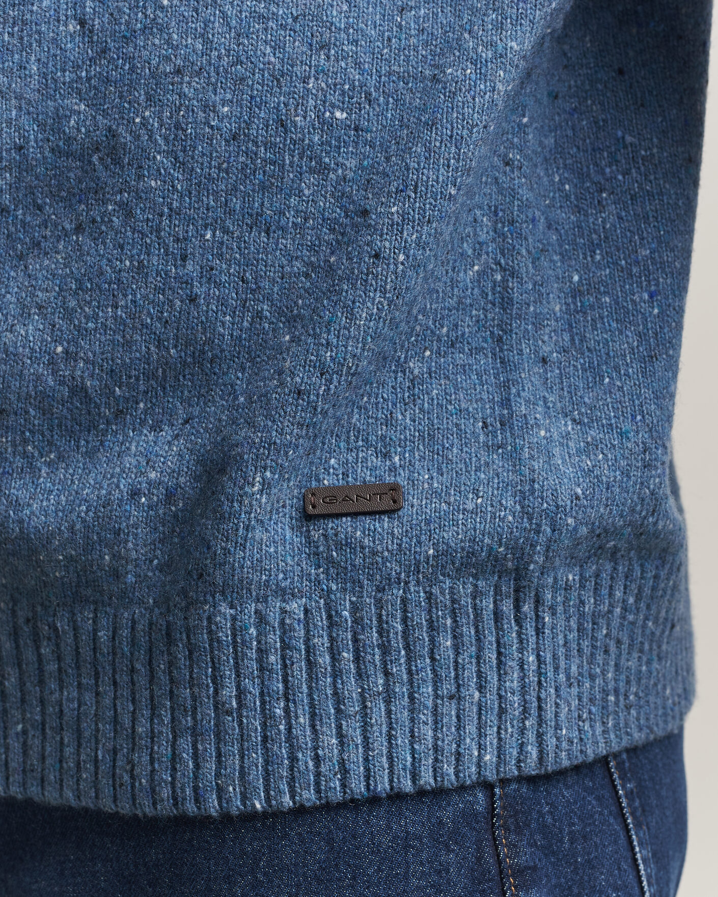 Hombres | Jerséis y prendas de punto | Gant | Neps Wool Crew Neck Sweater Blue Horizon