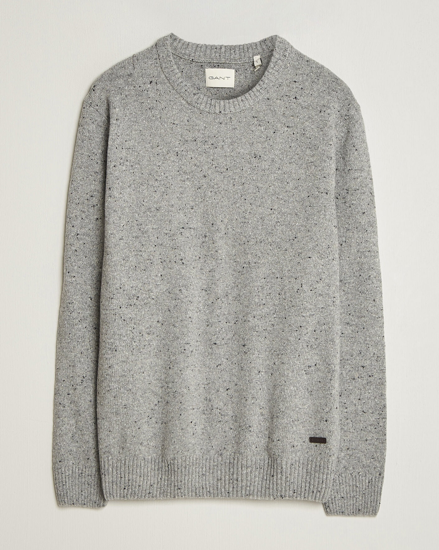 Hombres | Jerséis y prendas de punto | Gant | Neps Wool Crew Neck Sweater Grey Melange