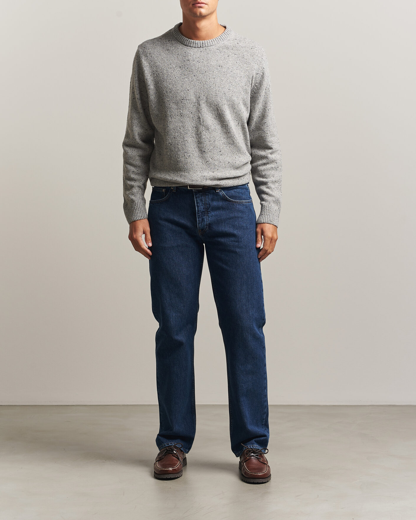 Hombres | Jerséis y prendas de punto | Gant | Neps Wool Crew Neck Sweater Grey Melange