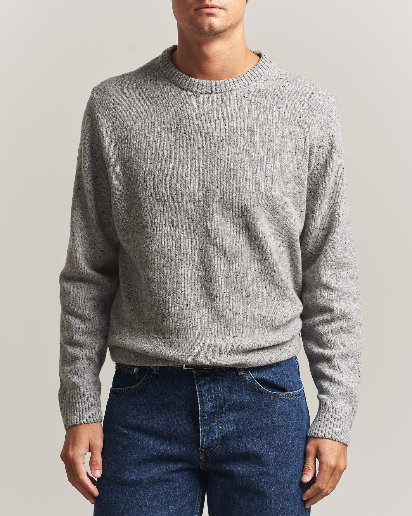 Hombres | Jerséis y prendas de punto | Gant | Neps Wool Crew Neck Sweater Grey Melange
