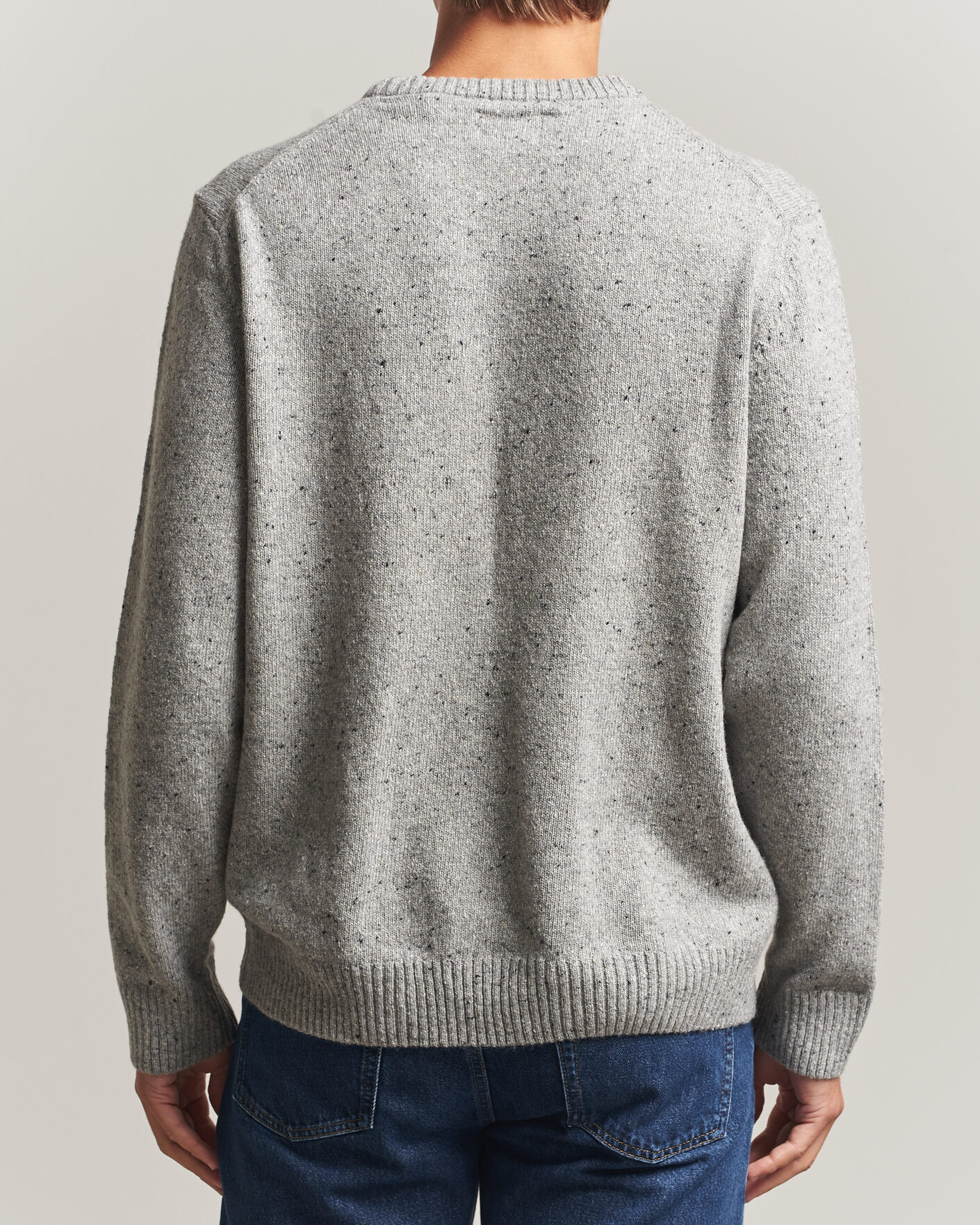 Hombres | Jerséis y prendas de punto | Gant | Neps Wool Crew Neck Sweater Grey Melange