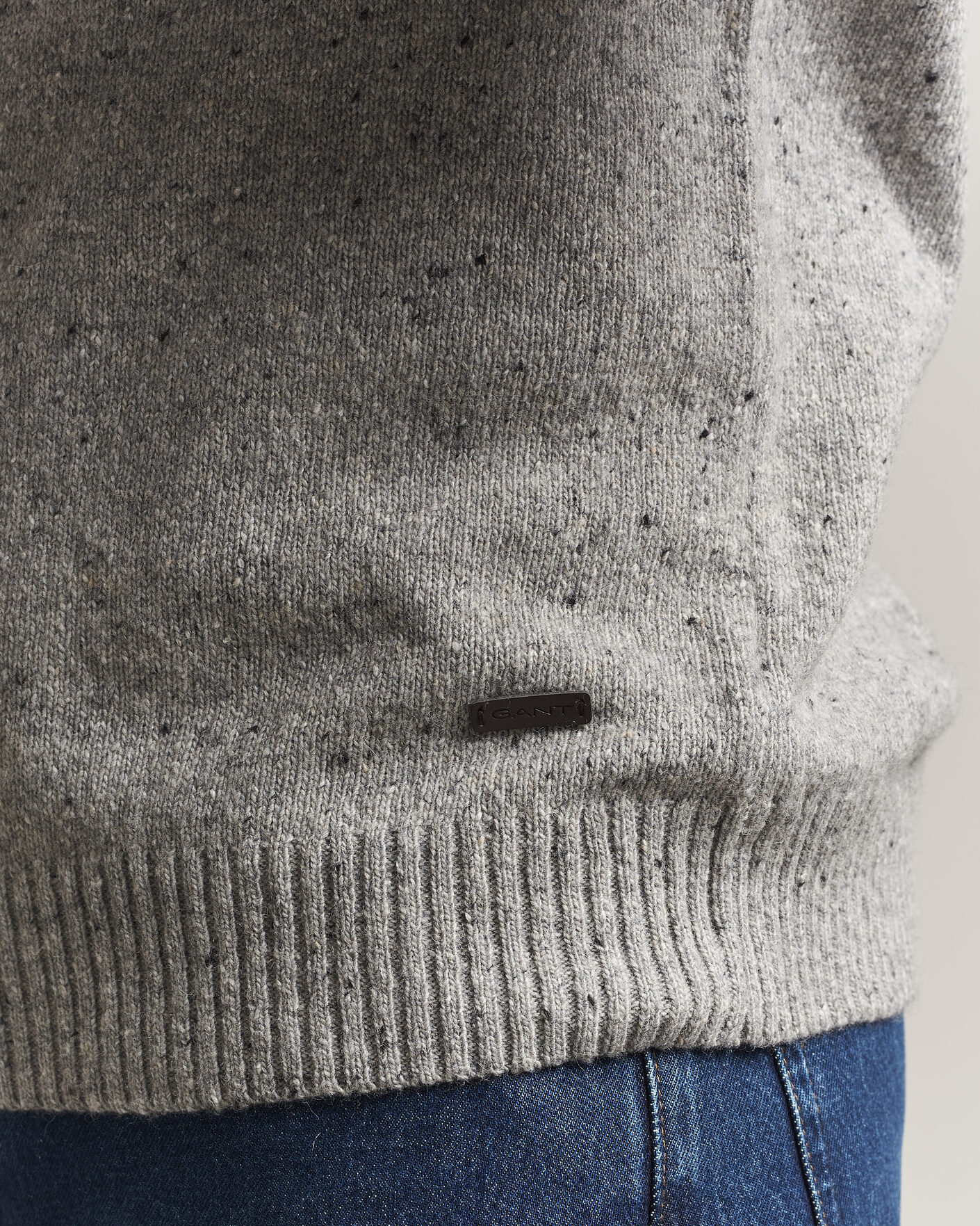 Hombres | Jerséis y prendas de punto | Gant | Neps Wool Crew Neck Sweater Grey Melange