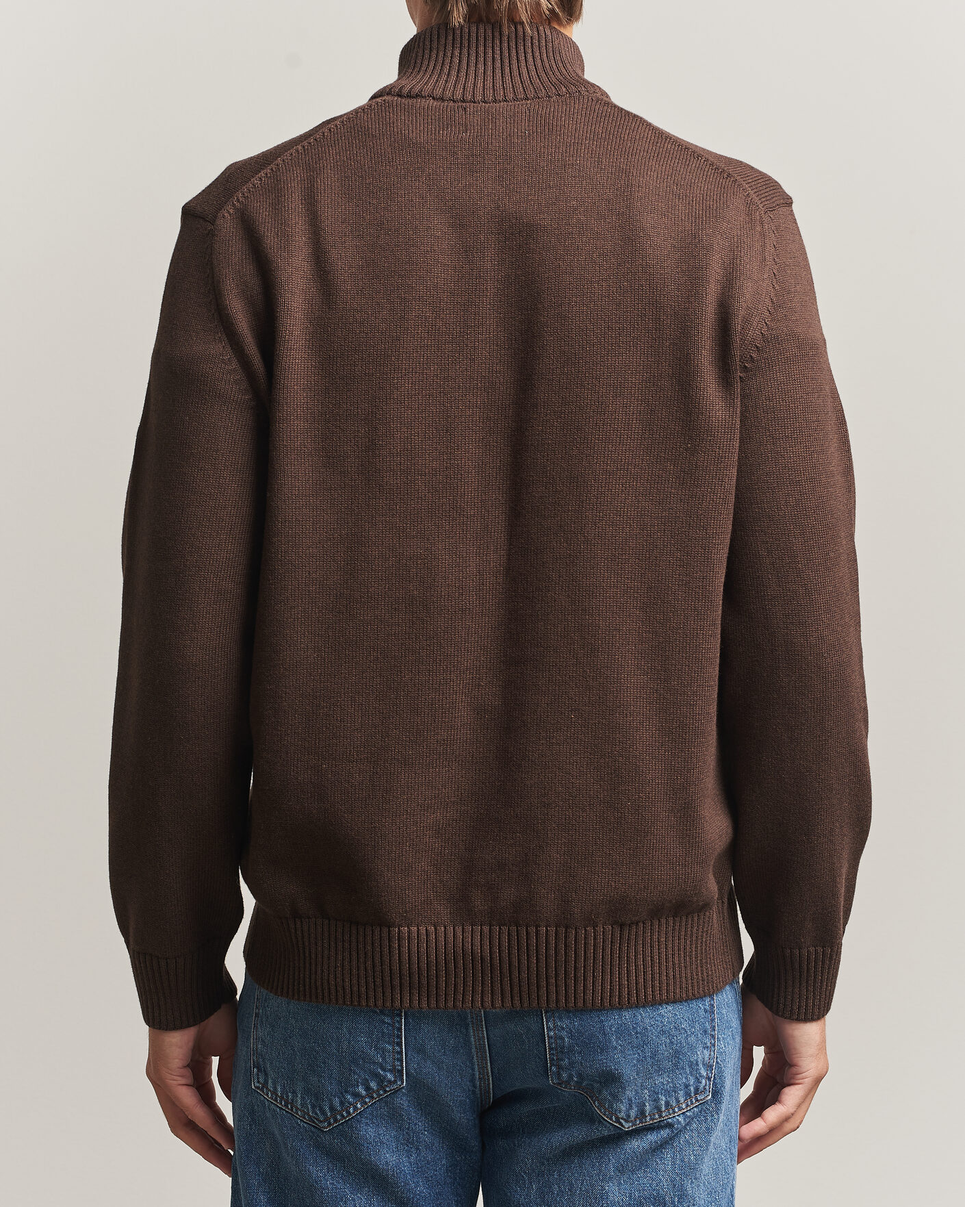 Hombres | Jerséis y prendas de punto | Gant | Casual Cotton Half Zip Black Brown Melange