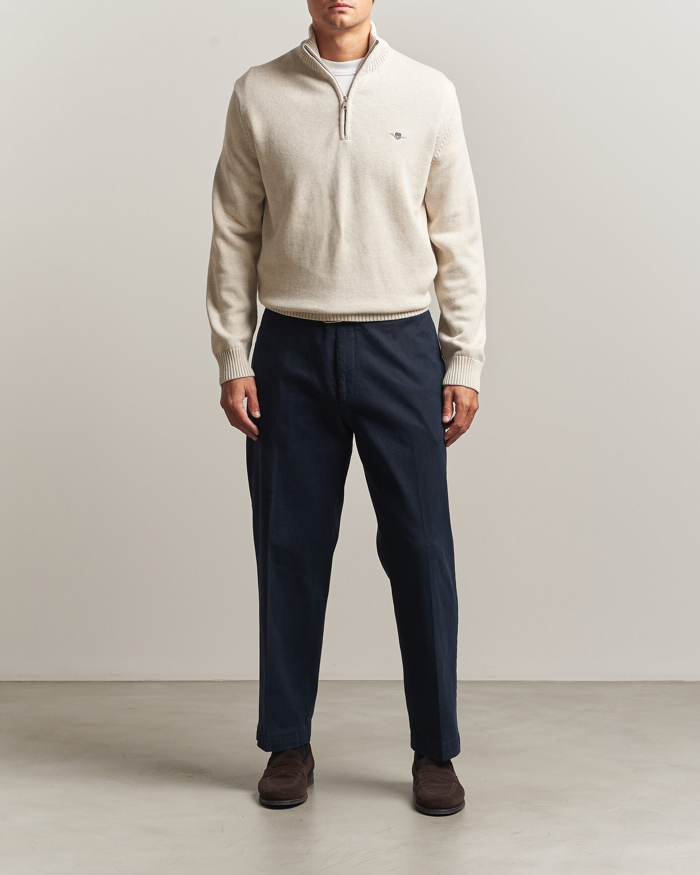 Hombres | Jerséis y prendas de punto | Gant | Casual Cotton Half Zip Seed Melange