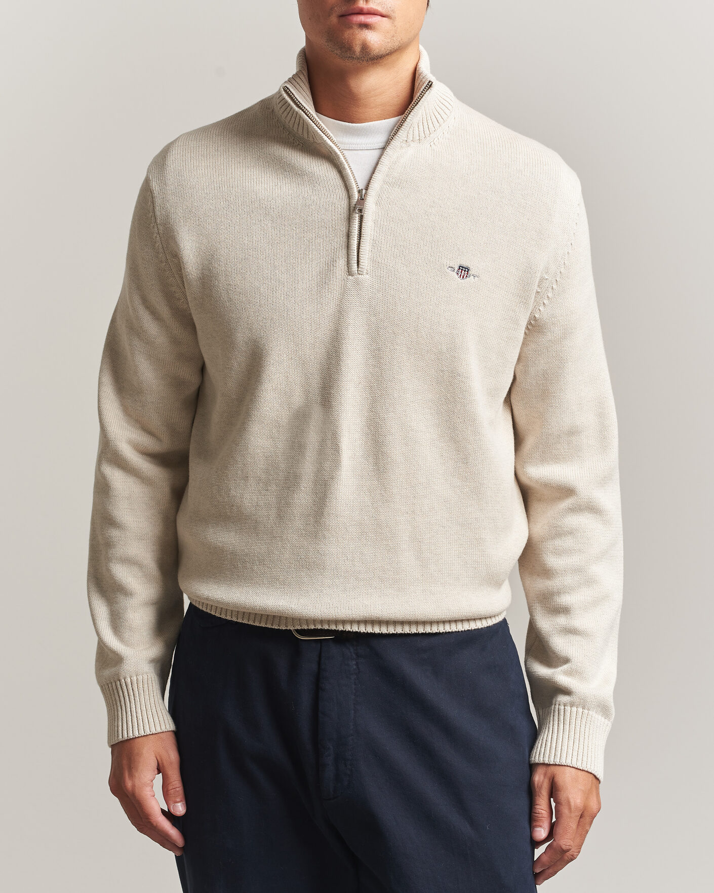 Hombres | Jerséis y prendas de punto | Gant | Casual Cotton Half Zip Seed Melange