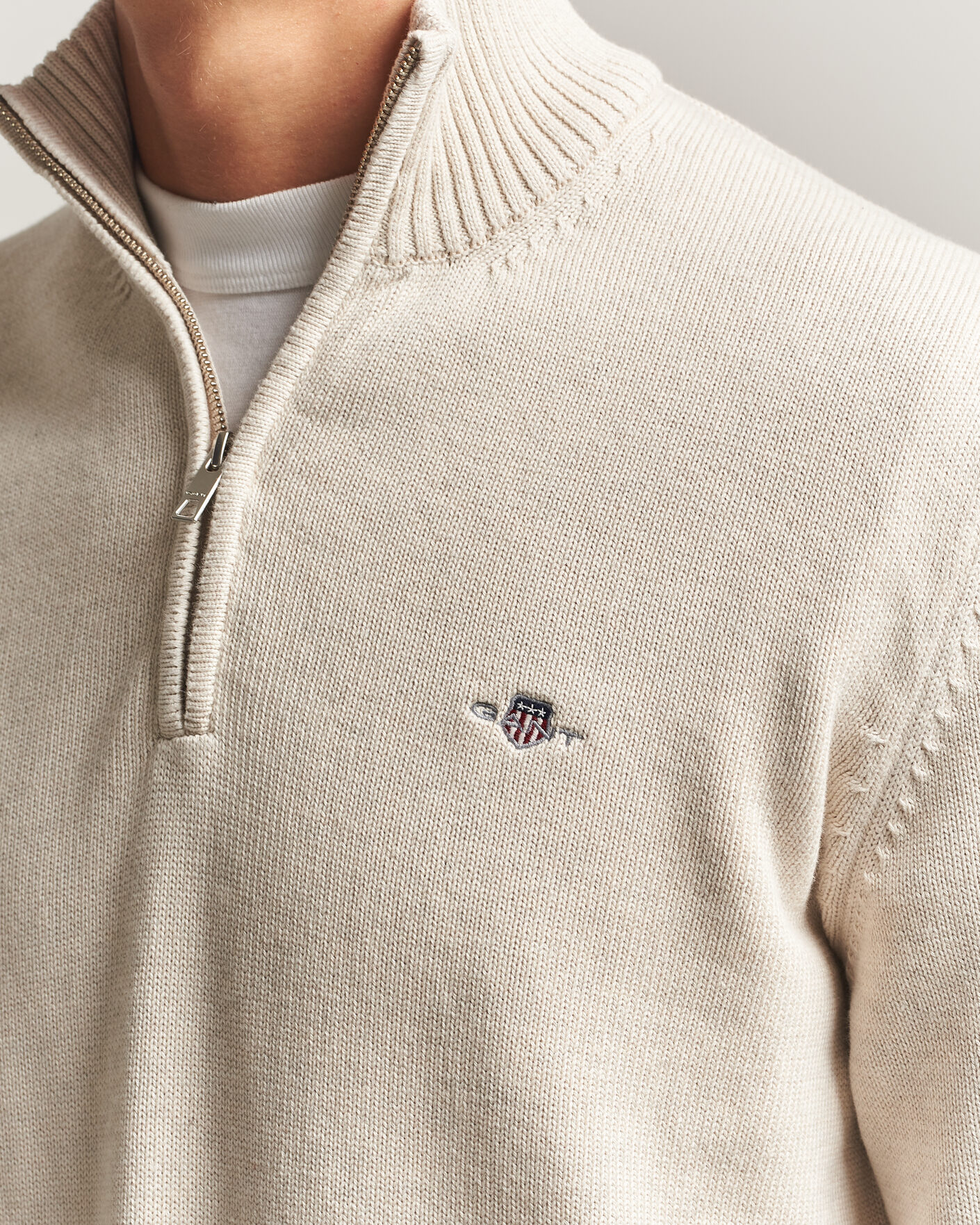 Hombres | Jerséis y prendas de punto | Gant | Casual Cotton Half Zip Seed Melange