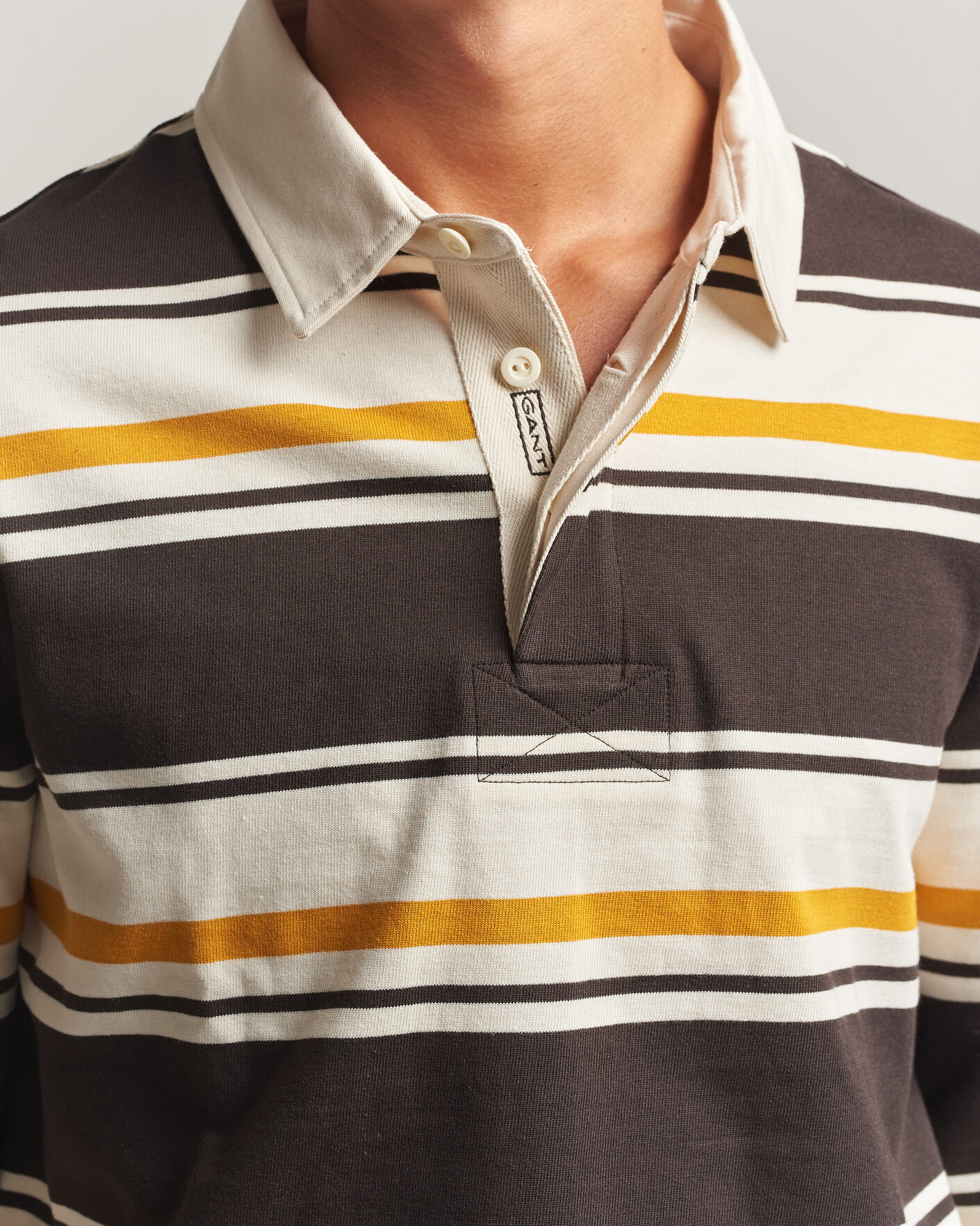 Hombres | Jerséis y prendas de punto | Gant | Striped Heavy Rugger Charred Wood Brown