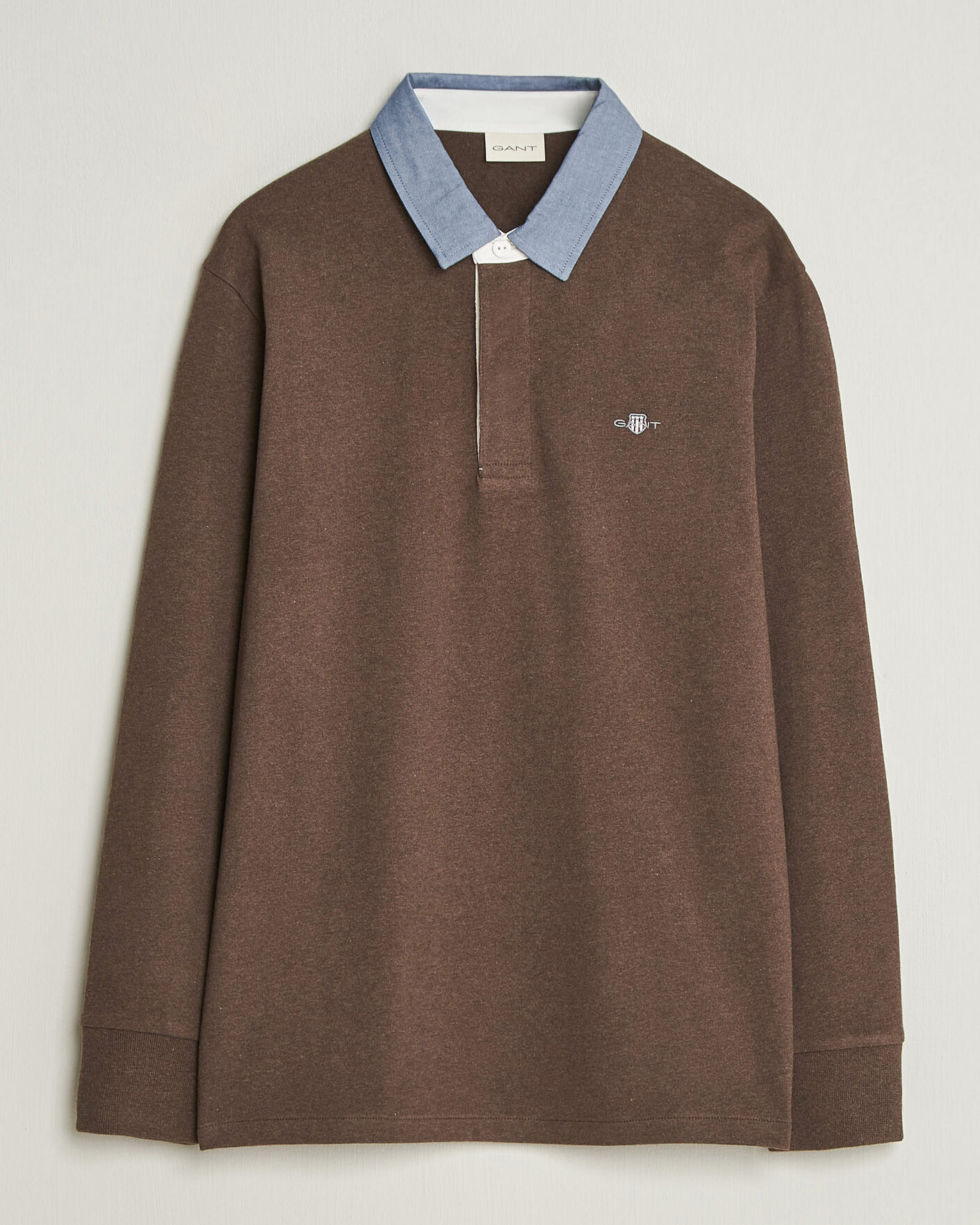 Hombres | Jerséis y prendas de punto | Gant | Chambray Solid Heavy Rugger Black Brown Melange