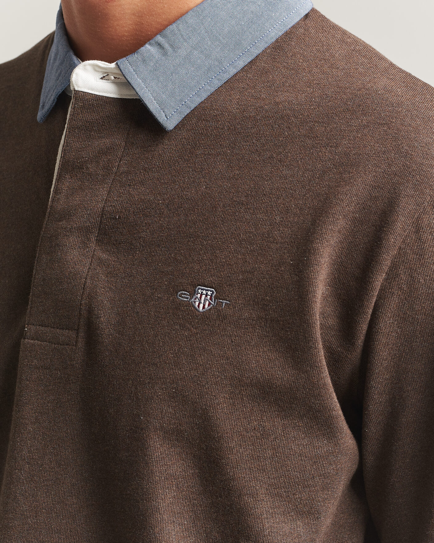 Hombres | Jerséis y prendas de punto | Gant | Chambray Solid Heavy Rugger Black Brown Melange