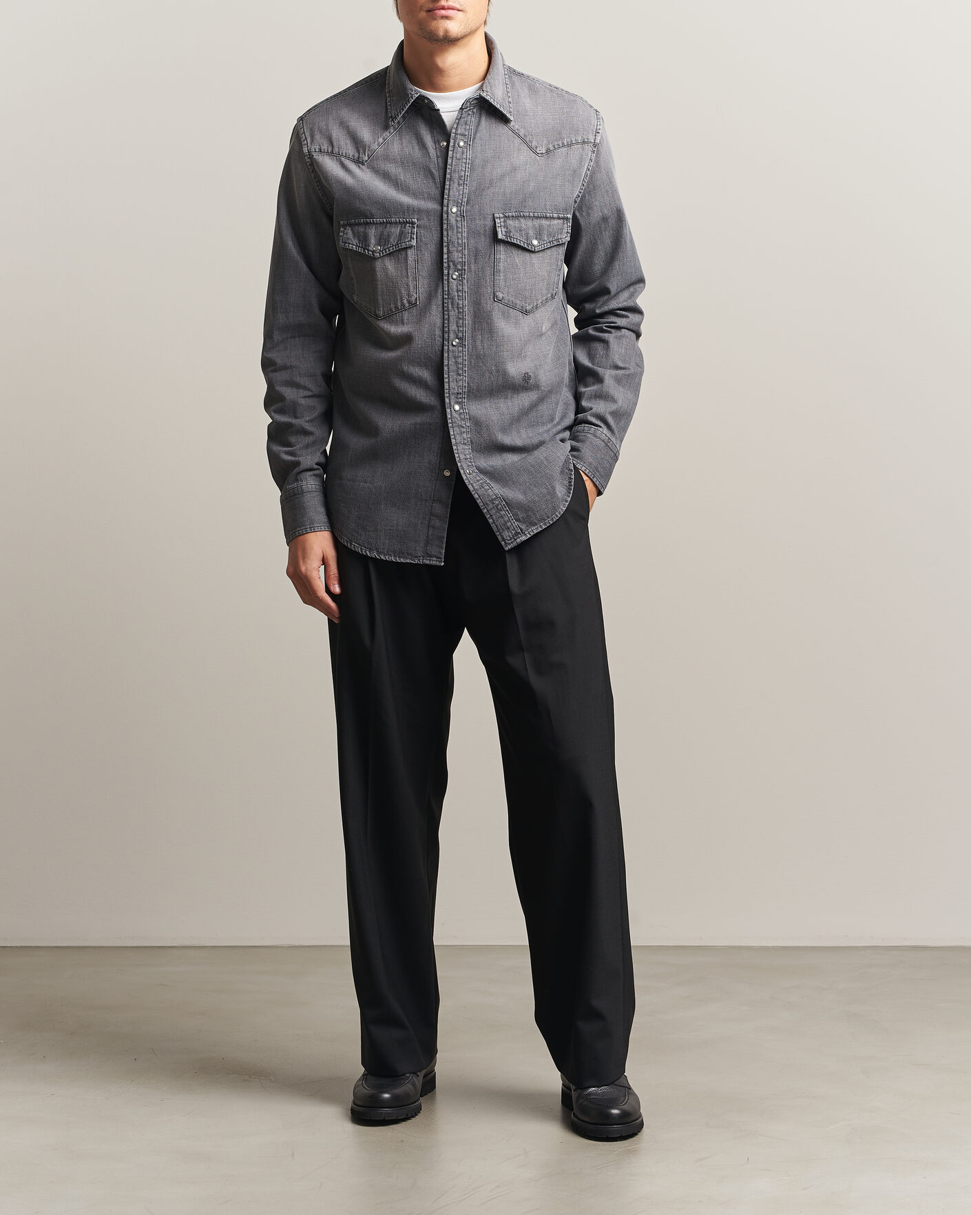 Hombres | Camisas | Jacob Cohën | Denim Western Pocket Overshirt Grey