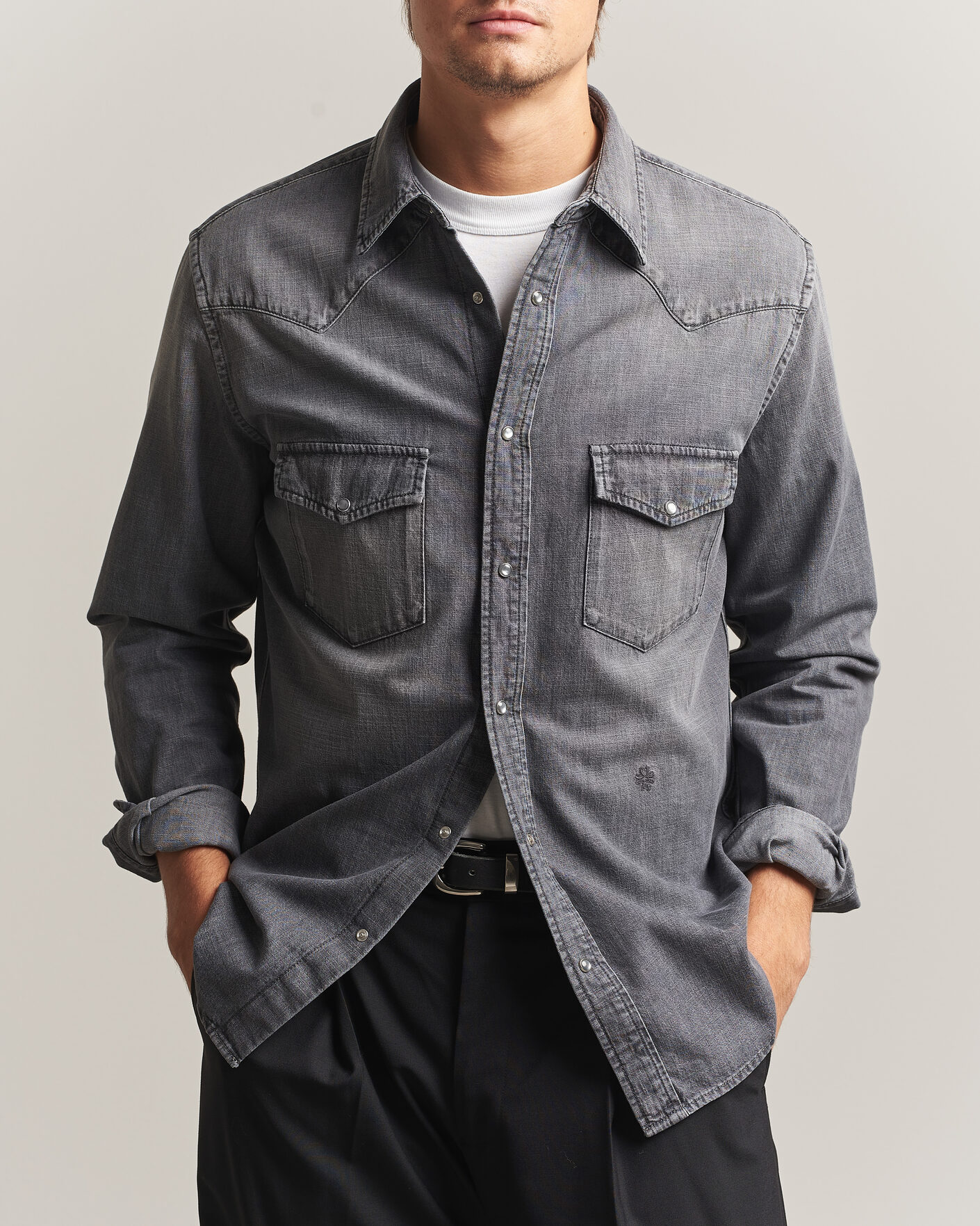 Hombres | Camisas | Jacob Cohën | Denim Western Pocket Overshirt Grey