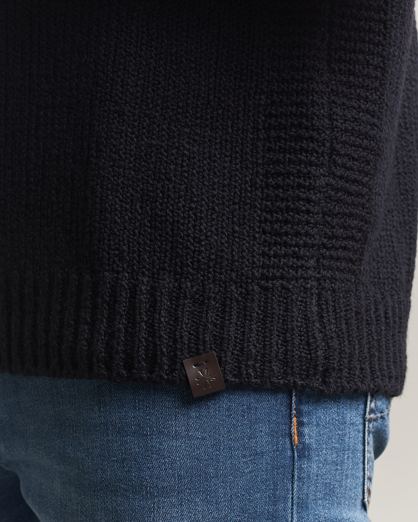Hombres | Jerséis y prendas de punto | Jacob Cohën | Muffled Virgin Wool Link Stitch Sweater Navy