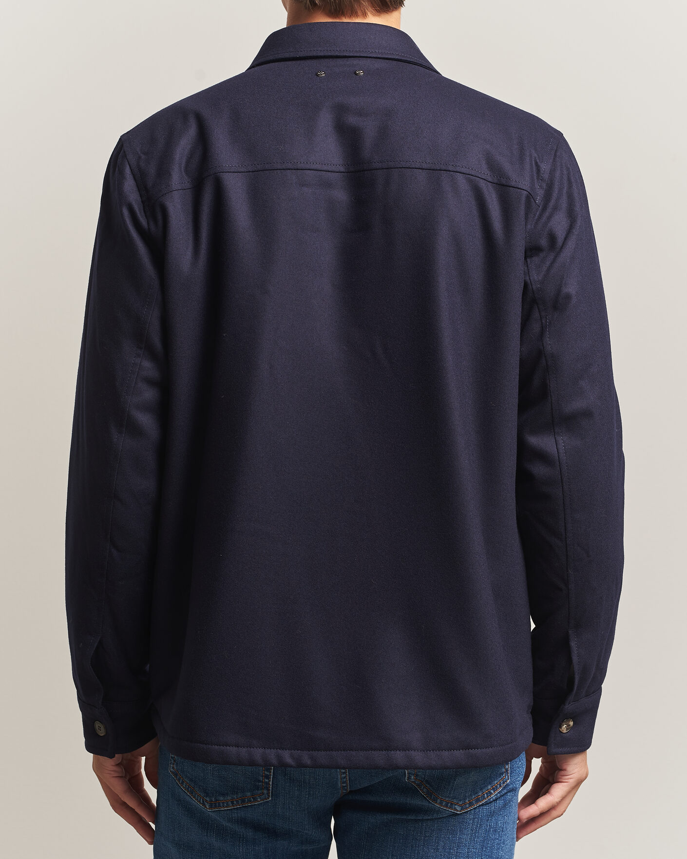 Hombres | Abrigos y chaquetas | Jacob Cohën | Wool Flannel Eco Fur Lined Shirt Jacket Navy