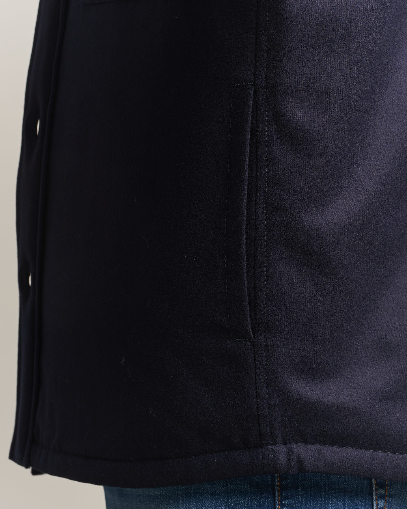 Hombres | Abrigos y chaquetas | Jacob Cohën | Wool Flannel Eco Fur Lined Shirt Jacket Navy