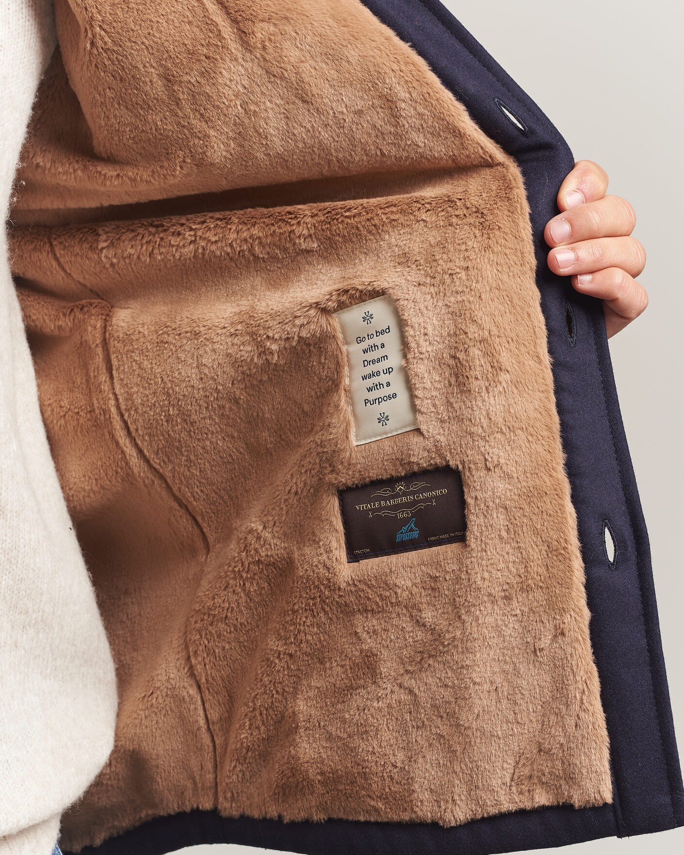 Hombres | Abrigos y chaquetas | Jacob Cohën | Wool Flannel Eco Fur Lined Shirt Jacket Navy
