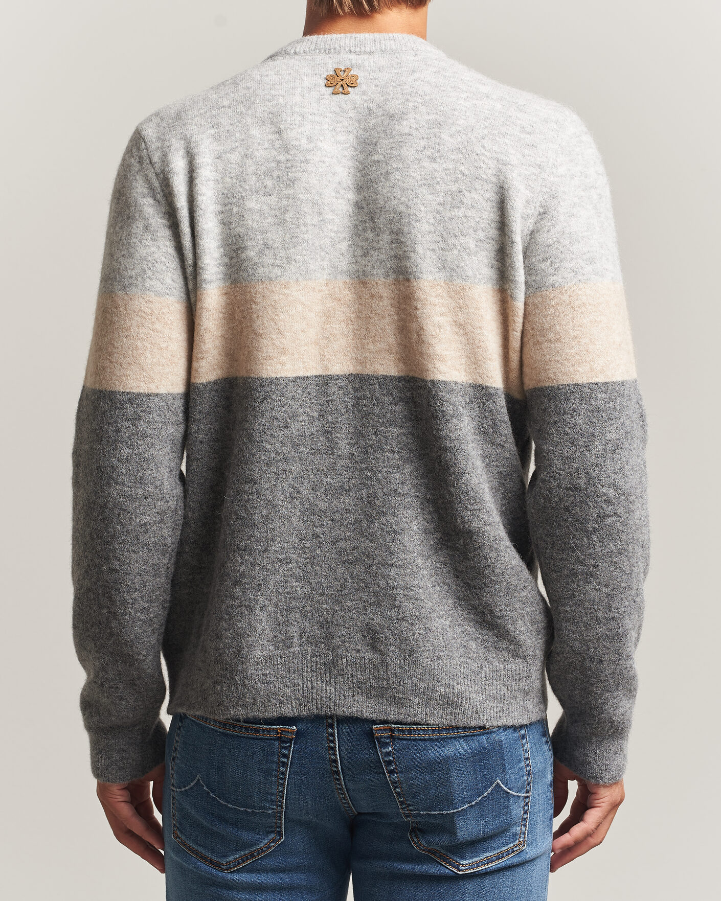 Hombres | Jerséis y prendas de punto | Jacob Cohën | Embroidery Knitted Apres-Ski Crew Neck Grey