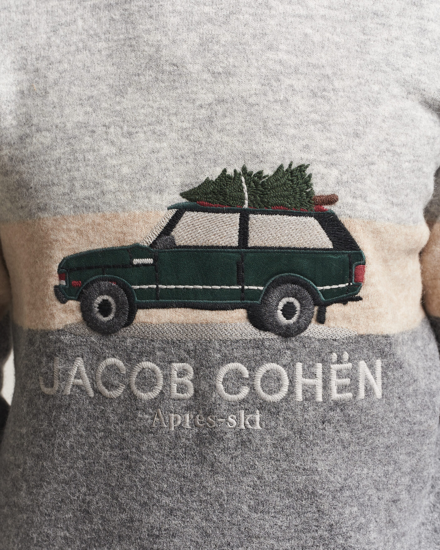 Hombres | Jerséis y prendas de punto | Jacob Cohën | Embroidery Knitted Apres-Ski Crew Neck Grey
