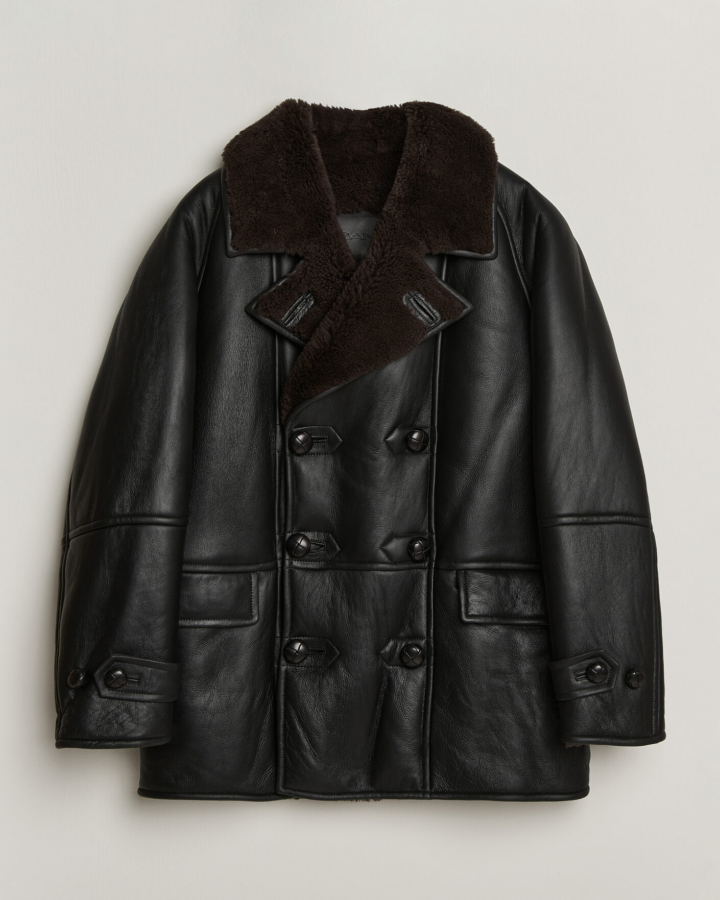 Hombres | Abrigos y chaquetas | Gant | Shearling Leather Peacoat Black