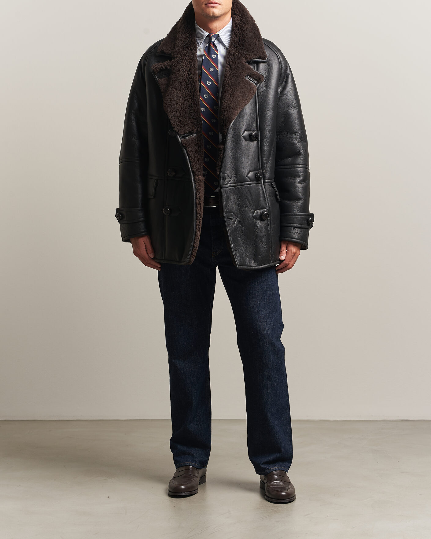 Hombres | Abrigos y chaquetas | Gant | Shearling Leather Peacoat Black