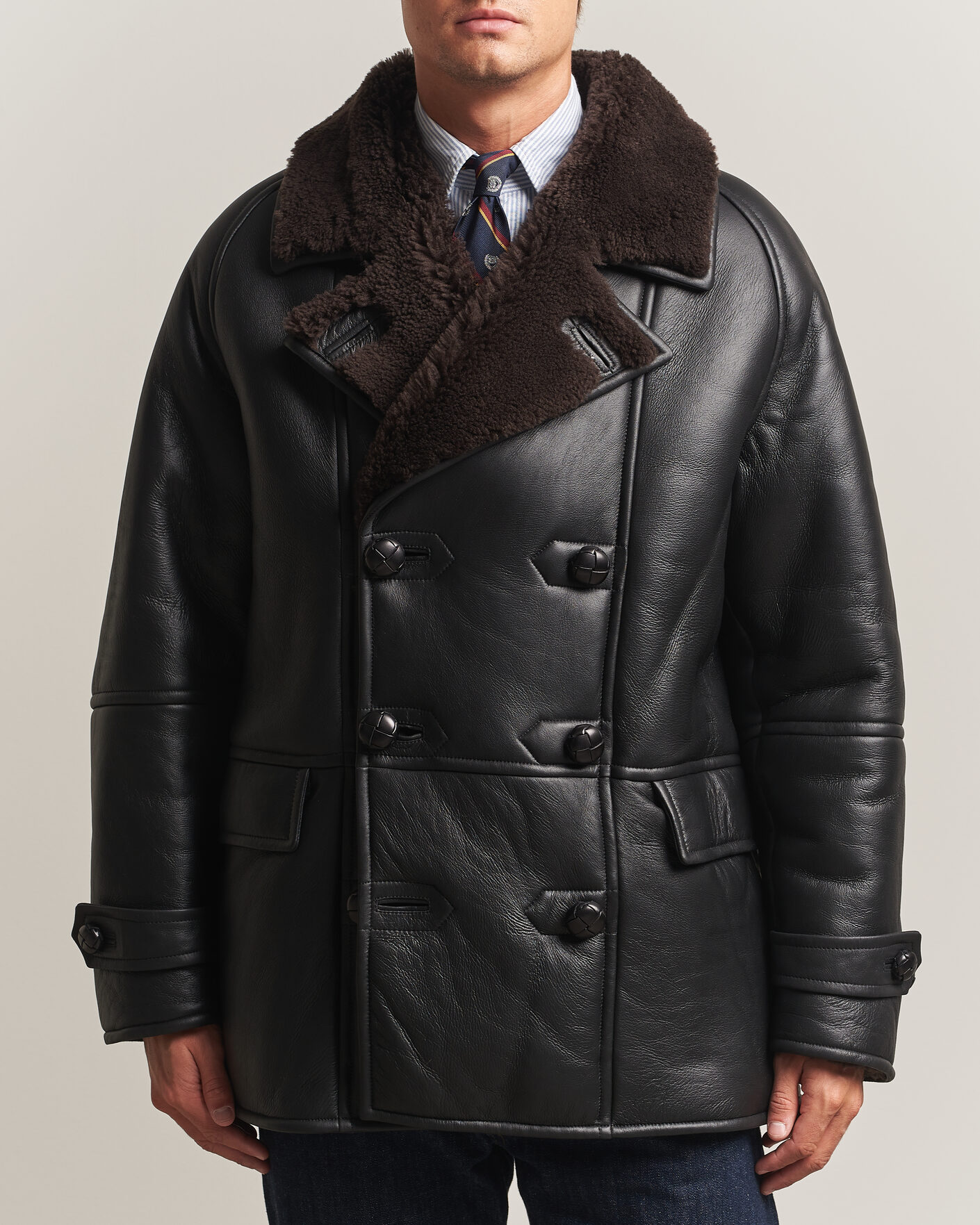 Hombres | Abrigos y chaquetas | Gant | Shearling Leather Peacoat Black