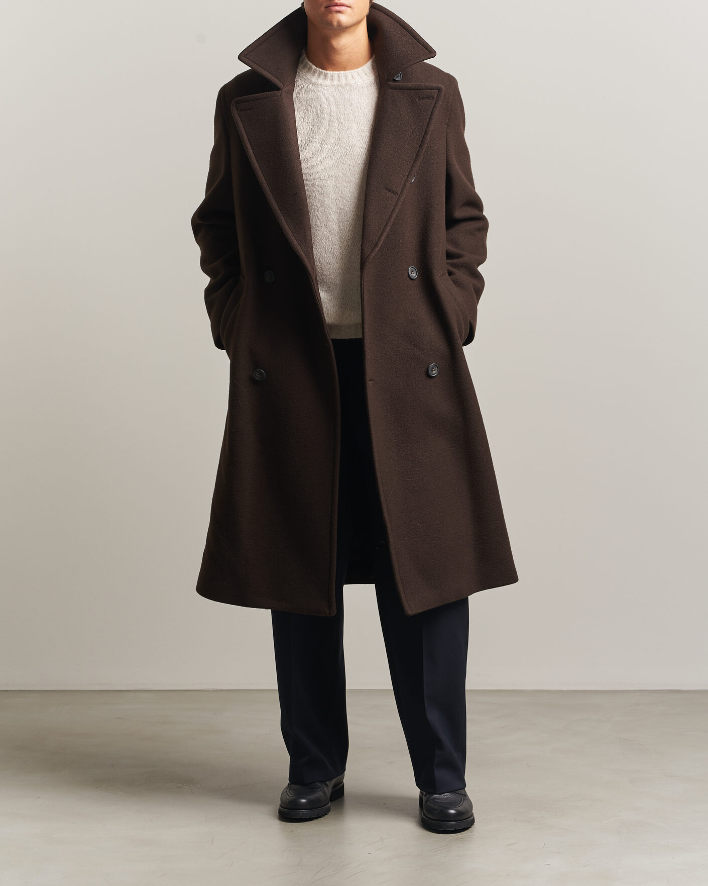 Hombres | Abrigos y chaquetas | Gant | Wool Double Breasted Belted Coat Black Brown