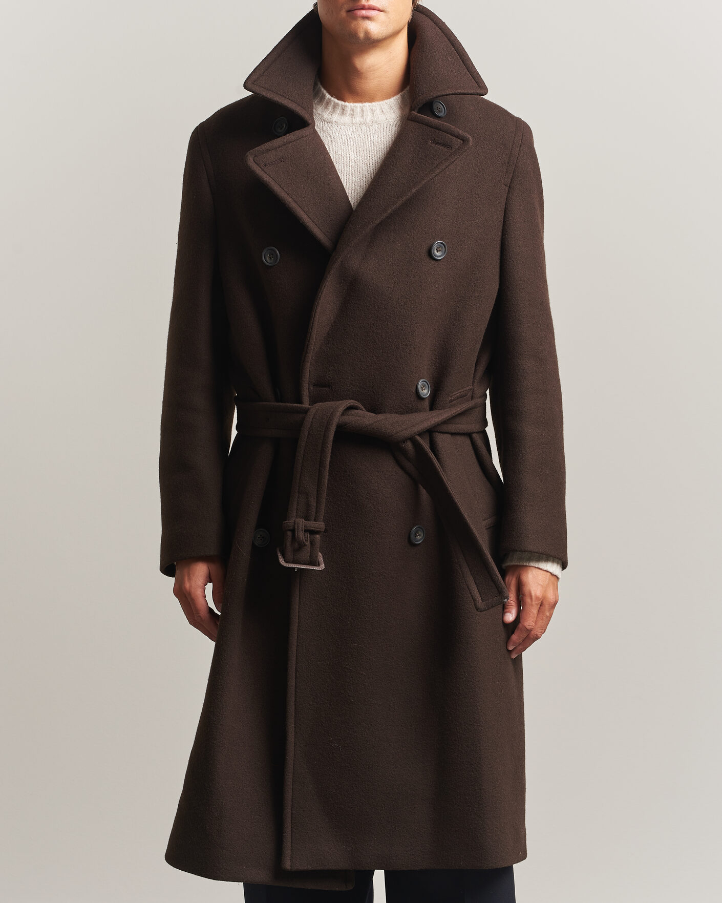 Hombres | Abrigos y chaquetas | Gant | Wool Double Breasted Belted Coat Black Brown