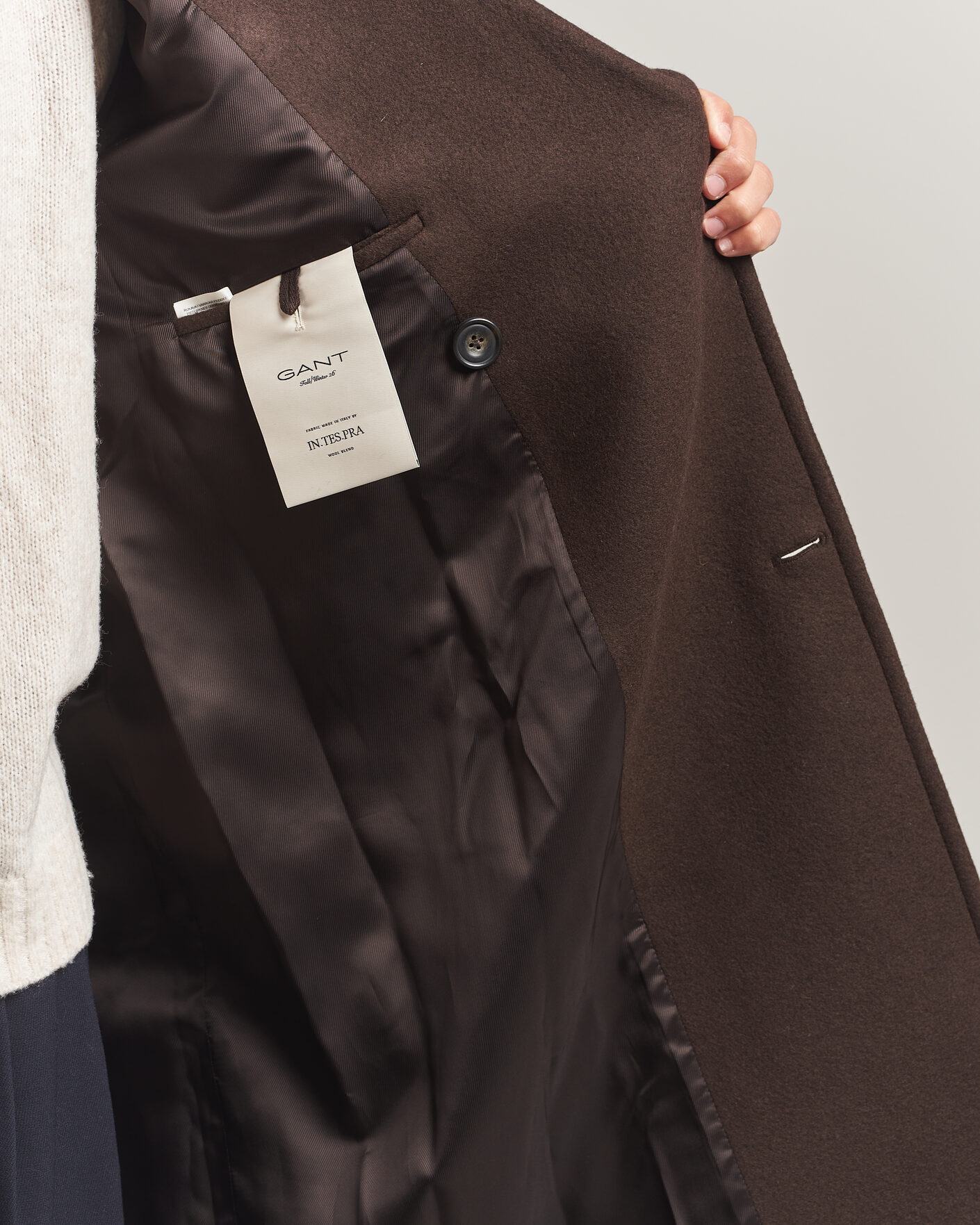 Hombres | Abrigos y chaquetas | Gant | Wool Double Breasted Belted Coat Black Brown