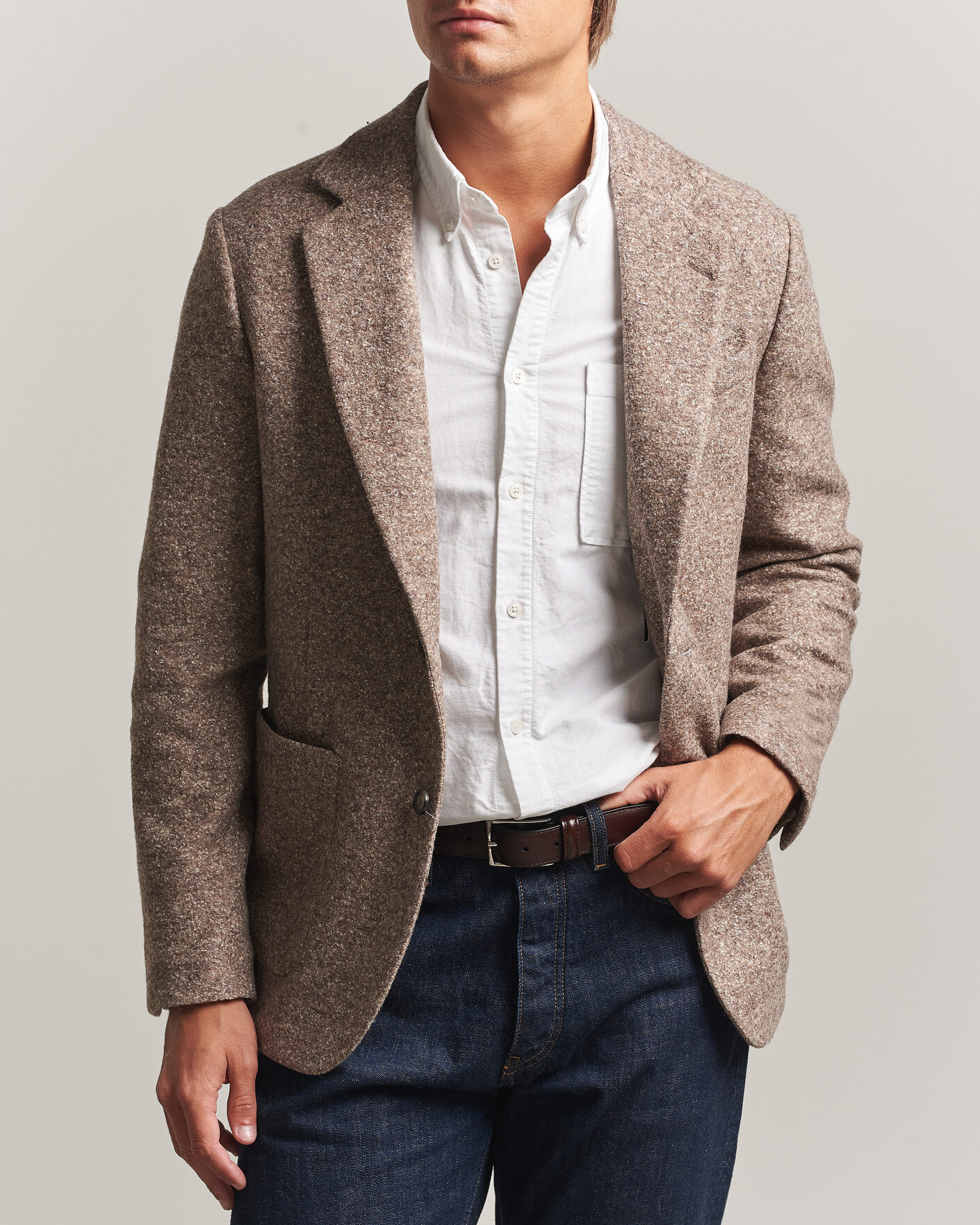 Hombres | Blazers | Gant | Wool/Silk Jersey Blazer Clay Beige