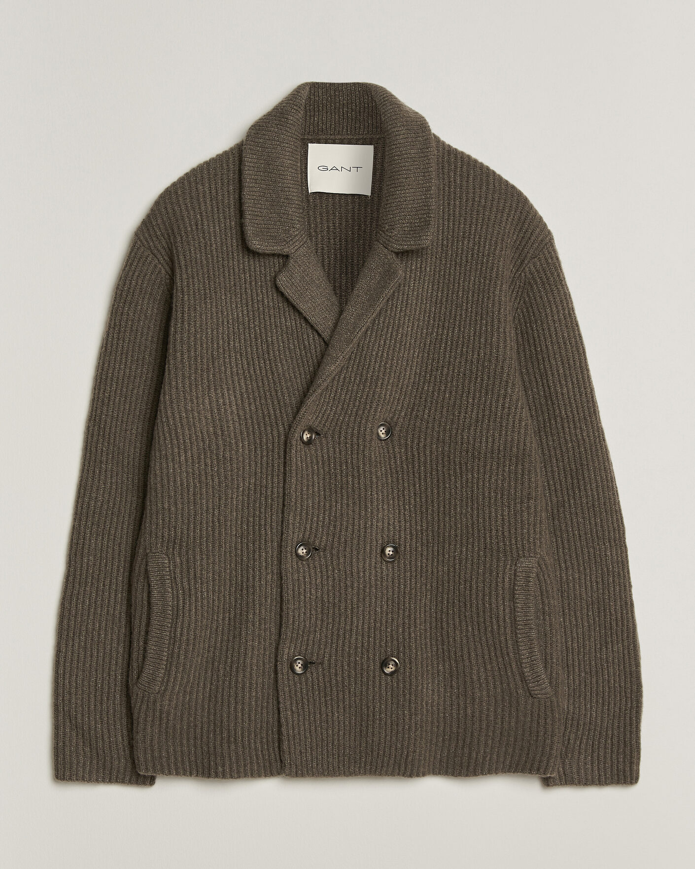 Hombres | Jerséis y prendas de punto | Gant | Wool/Yak Knitted Cardigan Faded Taupe