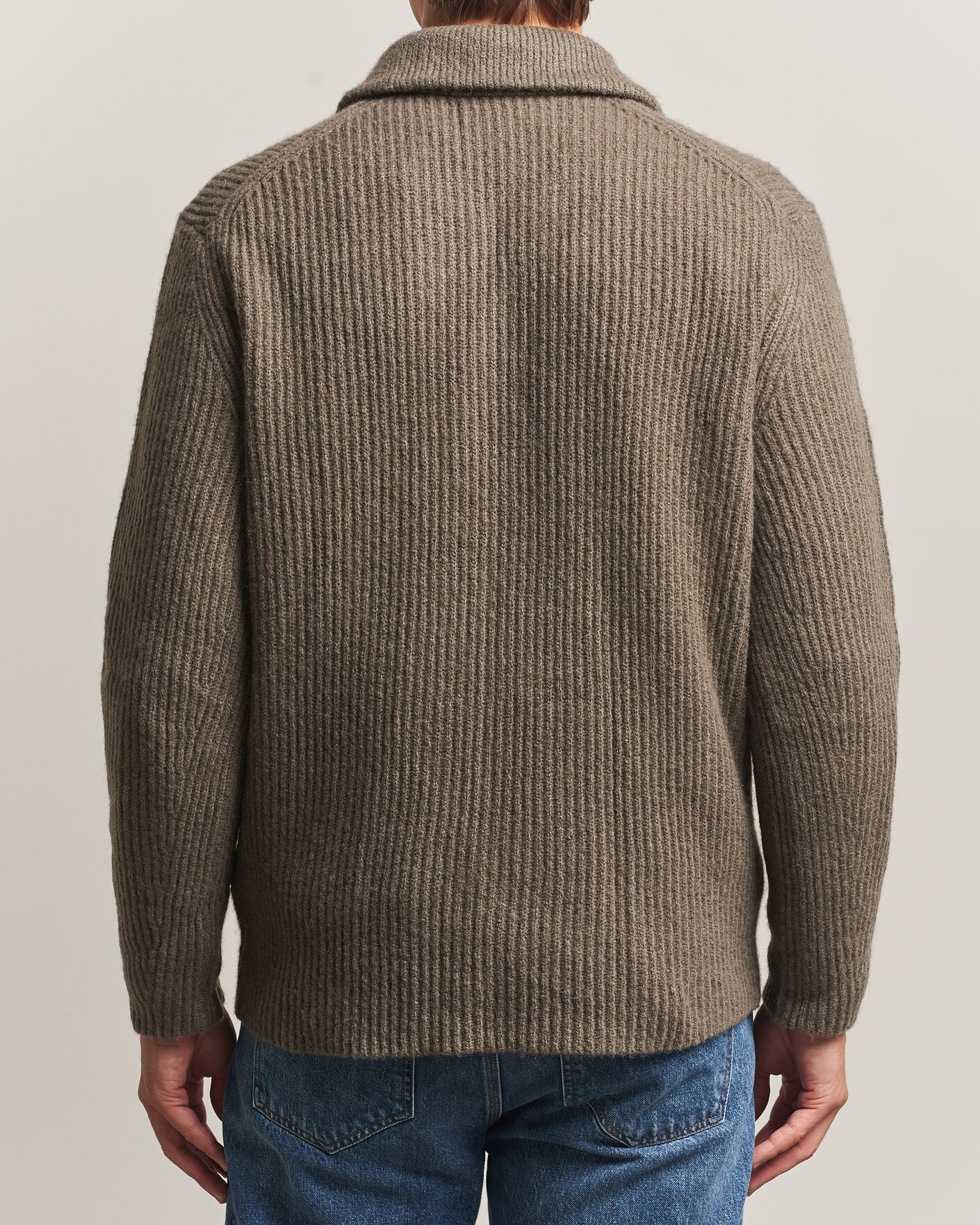 Hombres | Jerséis y prendas de punto | Gant | Wool/Yak Knitted Cardigan Faded Taupe