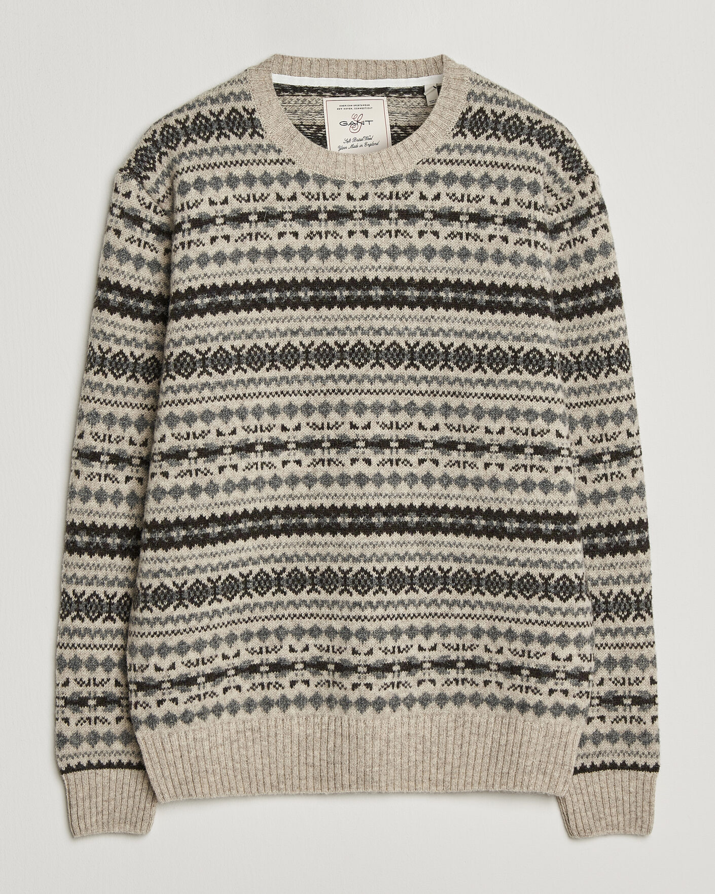 Hombres | Jerséis y prendas de punto | Gant | Brushed Wool Fair Isle Sweater Light Beige Melange