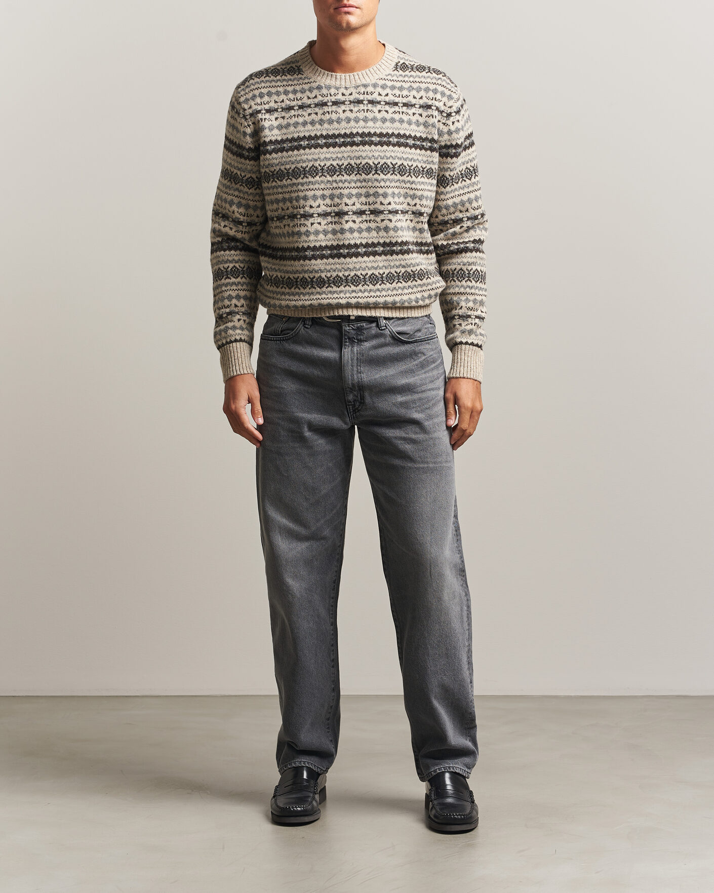 Hombres | Jerséis y prendas de punto | Gant | Brushed Wool Fair Isle Sweater Light Beige Melange