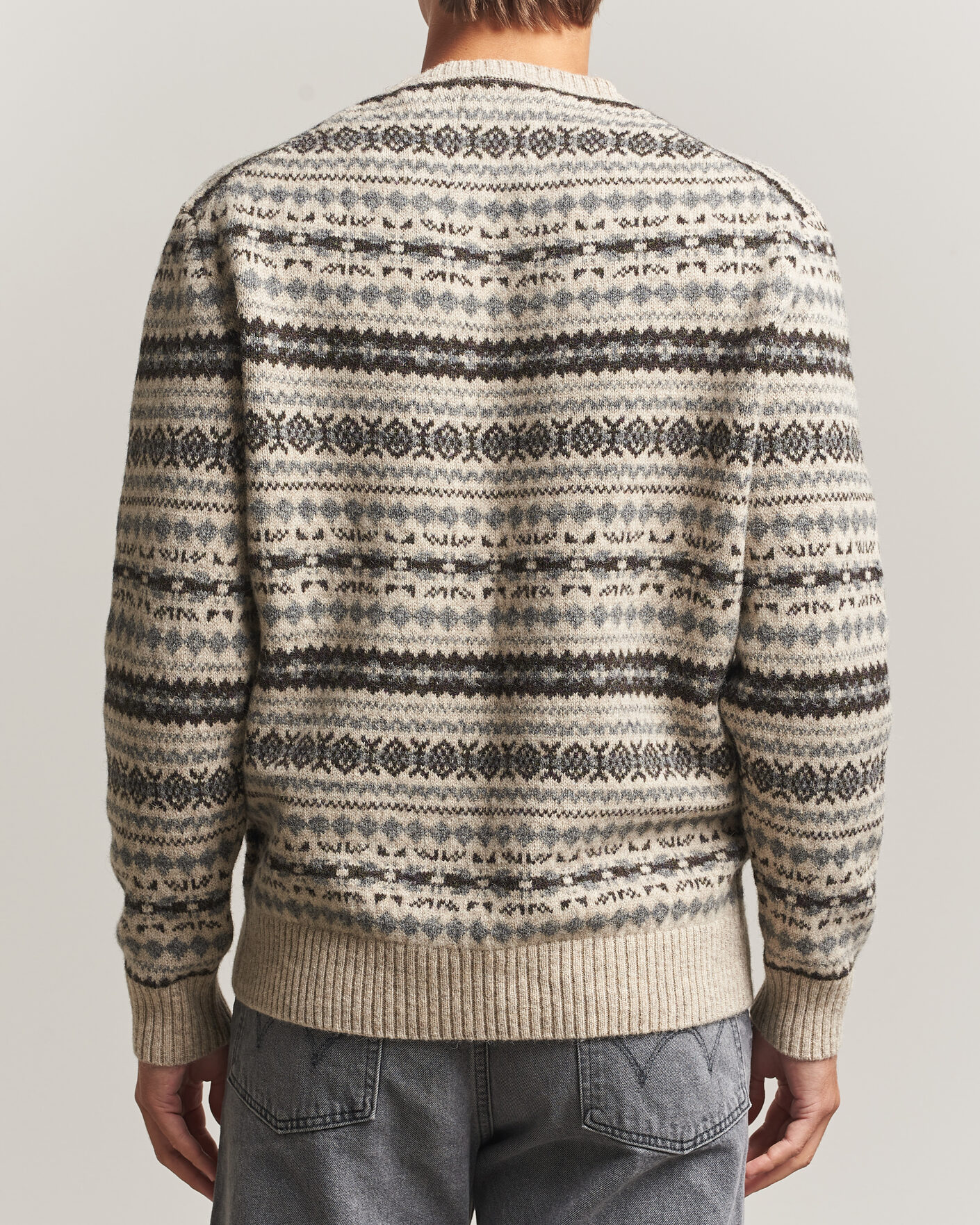 Hombres | Jerséis y prendas de punto | Gant | Brushed Wool Fair Isle Sweater Light Beige Melange