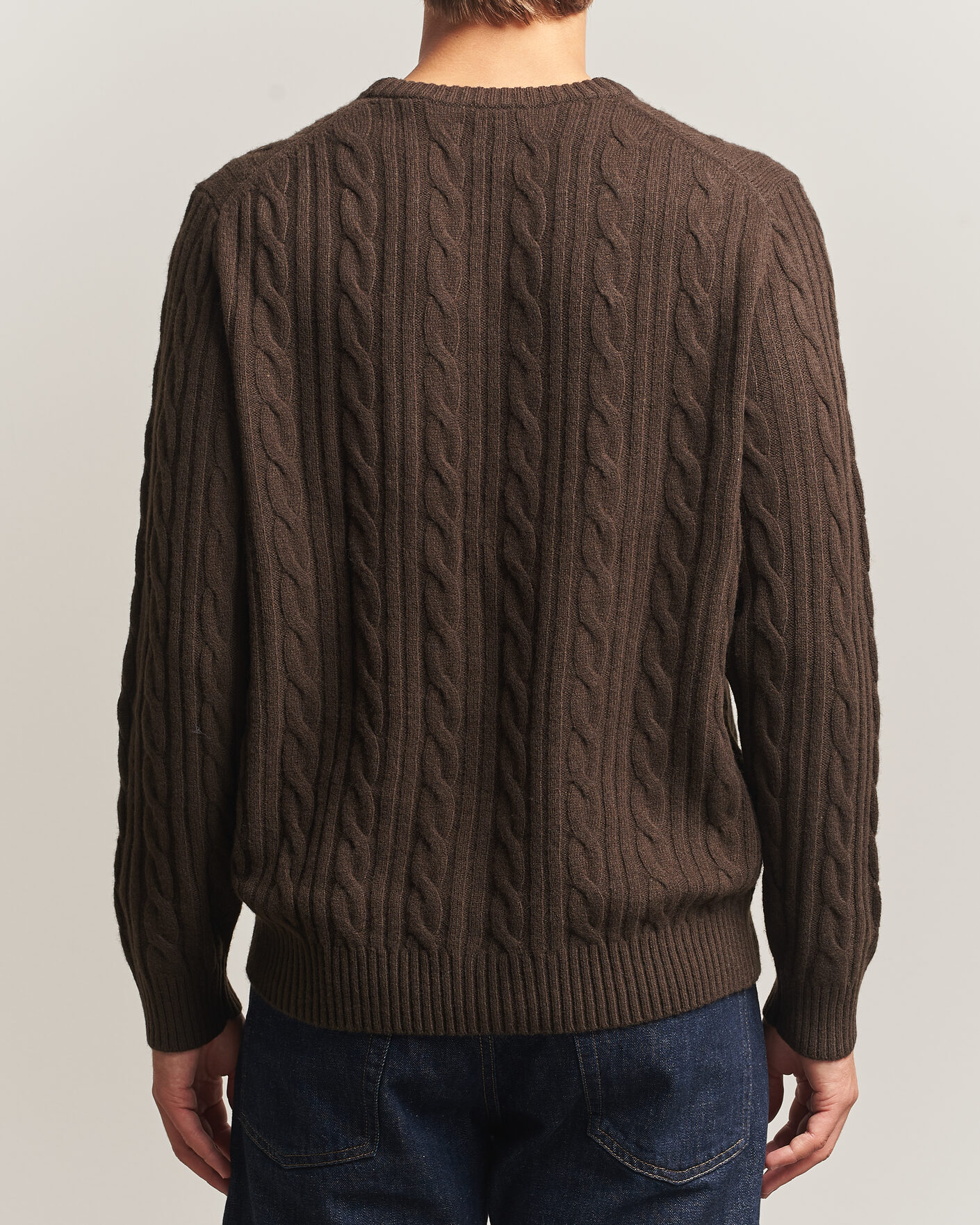 Hombres | Jerséis y prendas de punto | Gant | Lambswool Cable Crew Neck Black Brown