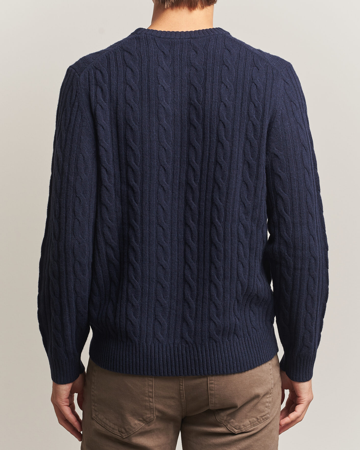 Hombres | Jerséis y prendas de punto | Gant | Lambswool Cable Crew Neck Evening Blue