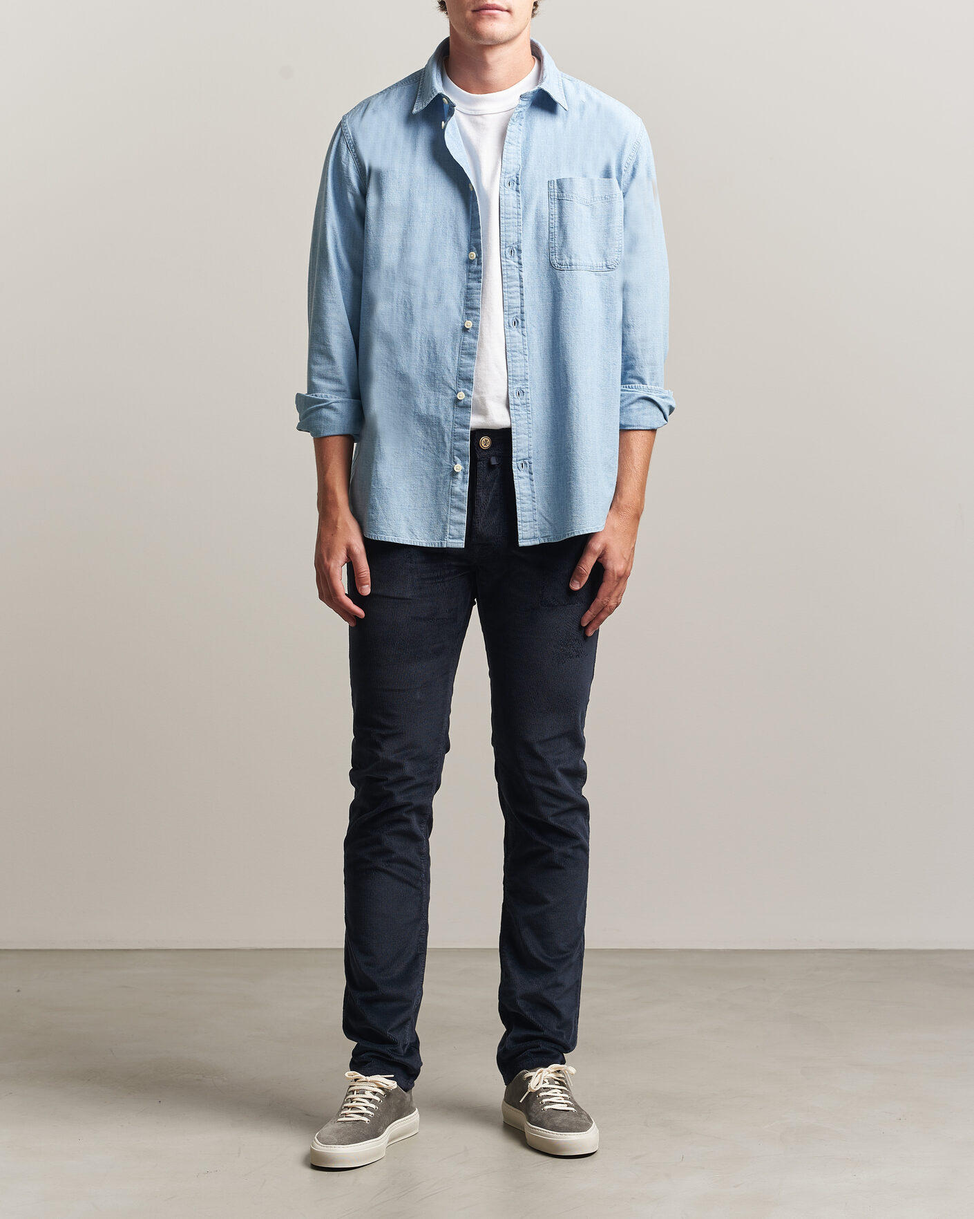 Hombres | Pantalones | Jacob Cohën | Bard 5-Pocket Medium Corduroy Trousers Navy