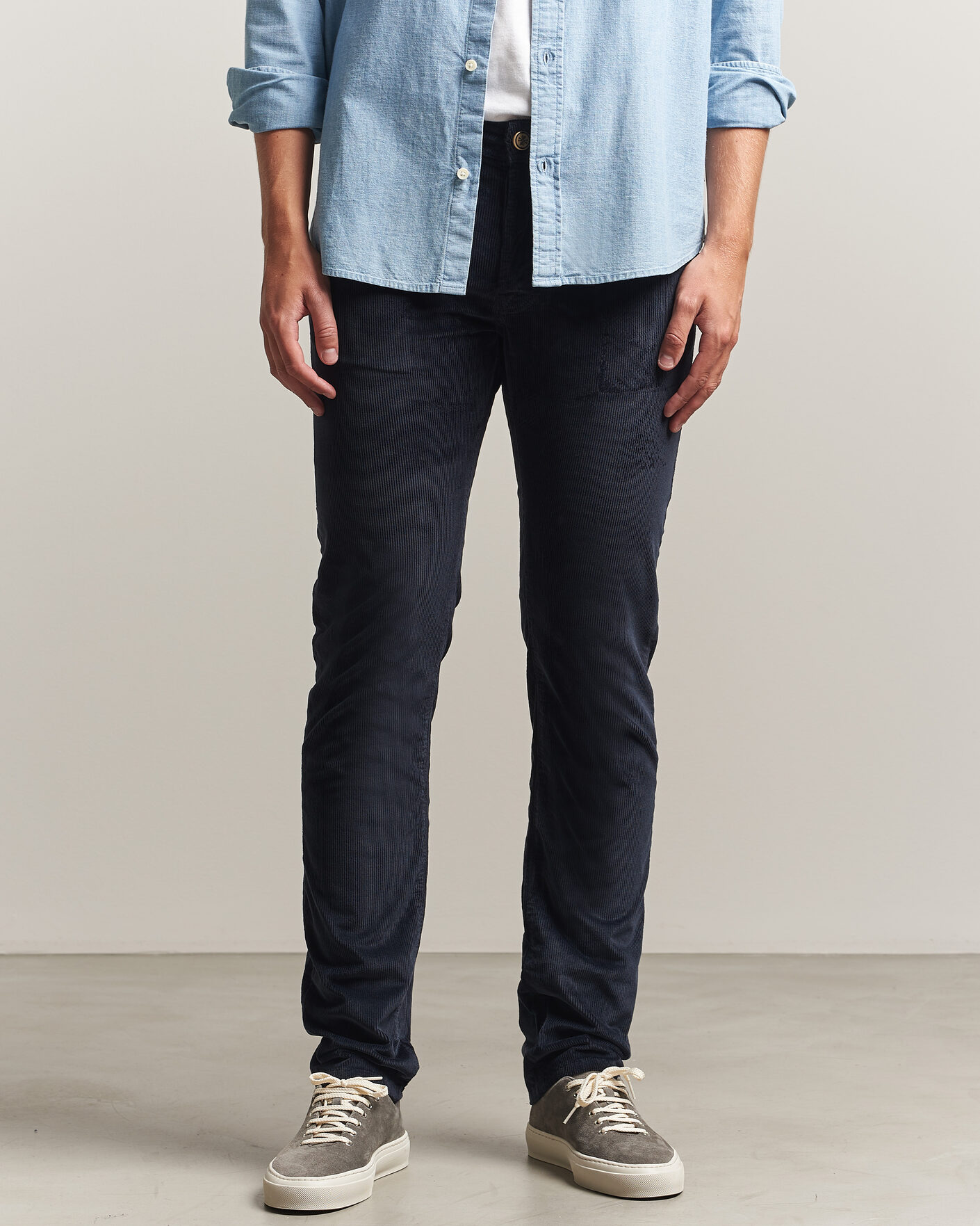 Hombres | Pantalones | Jacob Cohën | Bard 5-Pocket Medium Corduroy Trousers Navy