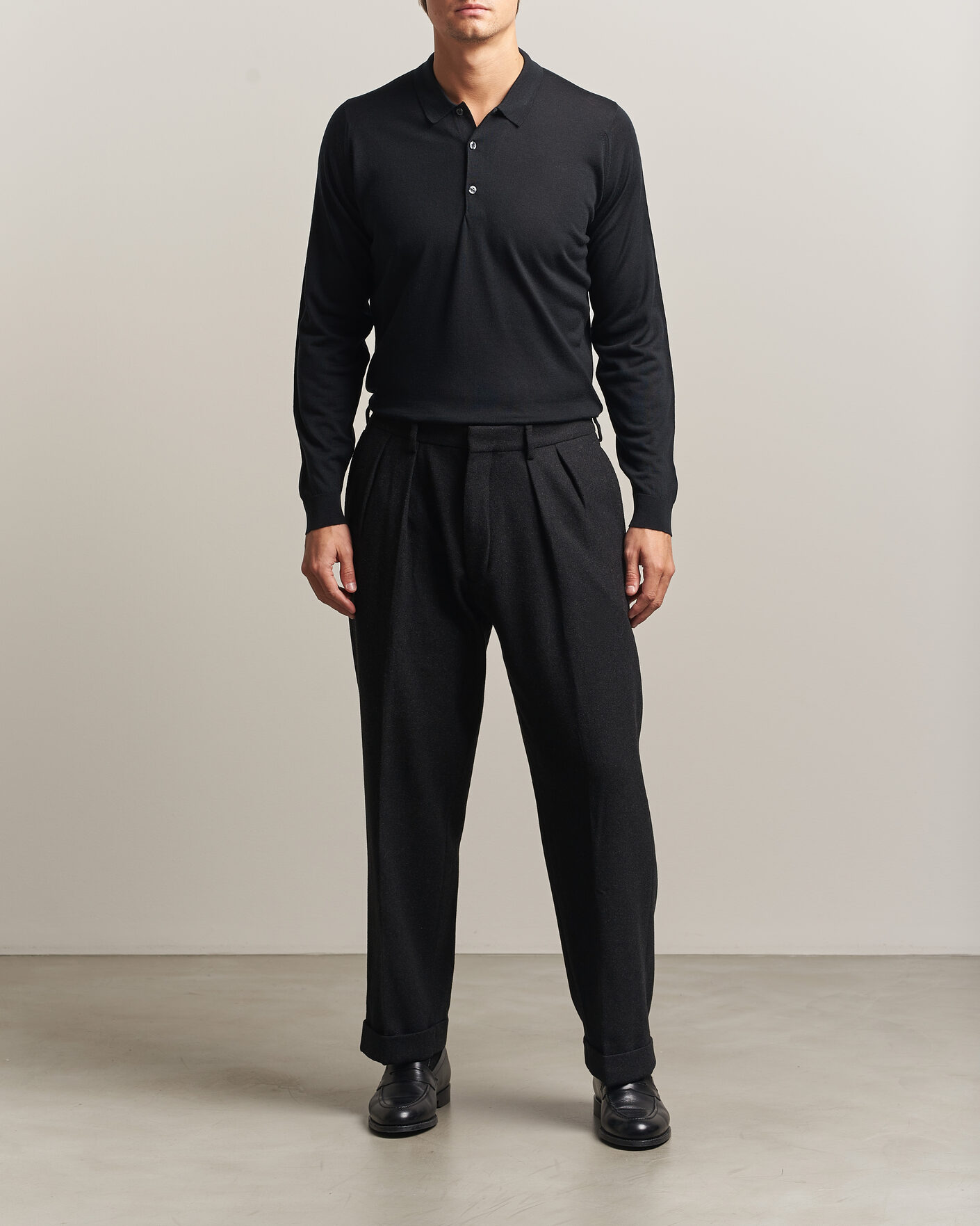 Hombres | Jerséis y prendas de punto | John Smedley | Belper Extra Fine Merino Polo Pullover Black